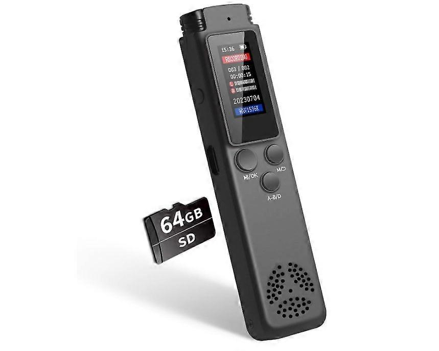 Digital Voice Recorder Voice Activated Recorder for Lectures Meetings, Audio Recorder with Playback, Password, Variable Speed 64GB (Black)