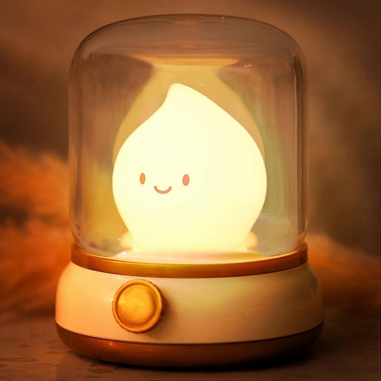 Ghost Campfire Night Light, Led Candles,Cute Kerosene Lamp, Adjustable Dimmable Night Light (White)