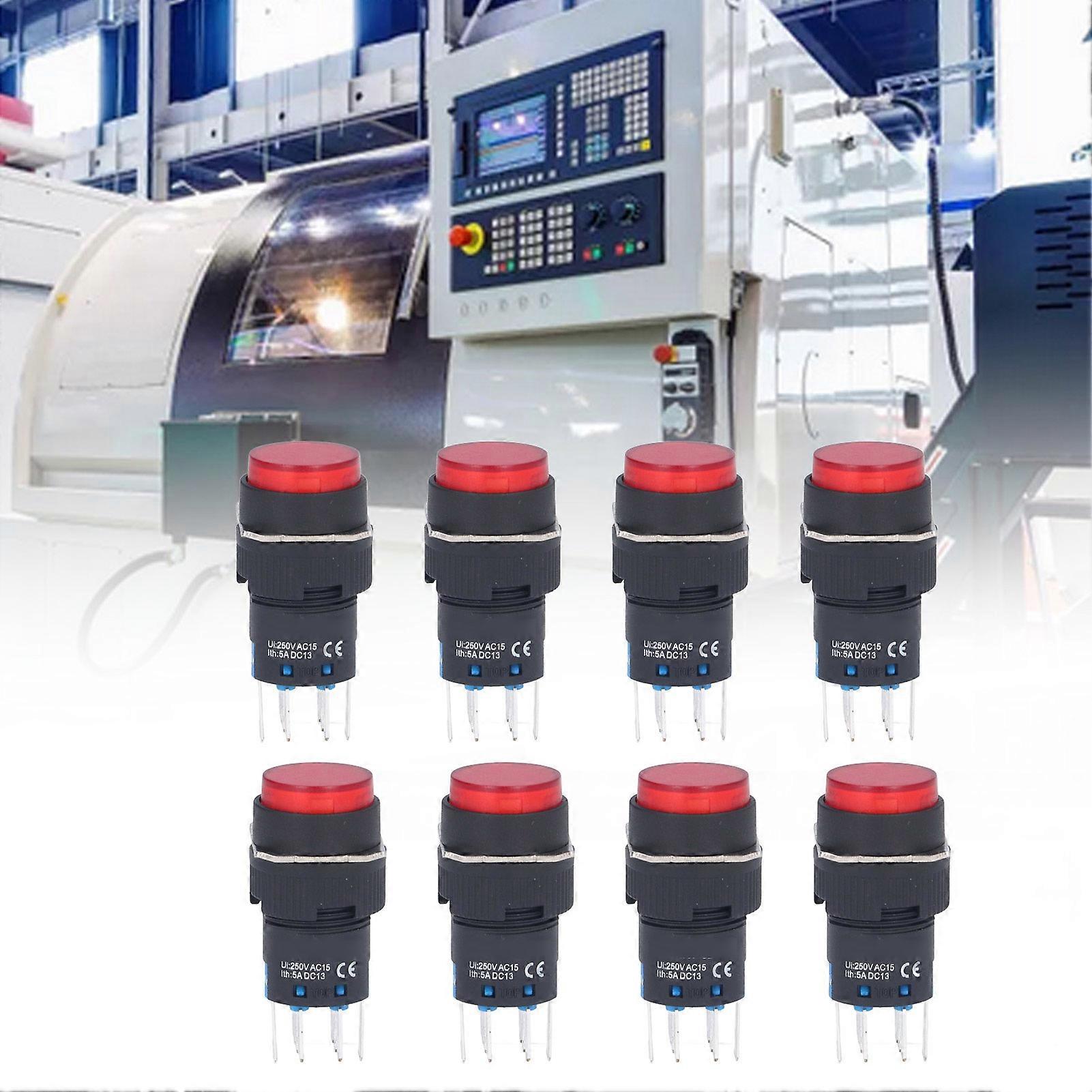 25Pcs Self Locking Push Button Switch ABS Brass Round Jog Buttons Switches 8 Pins