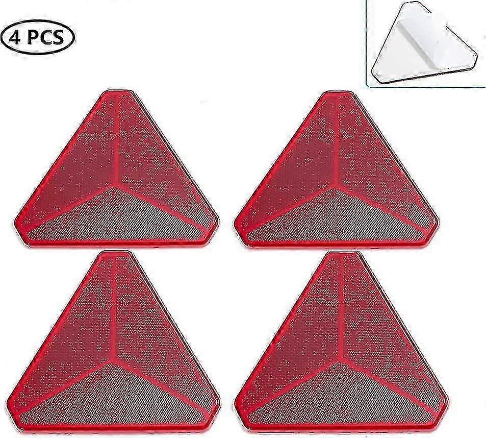 4x Red Triangle Reflector for Trailer - Self-Adhesive Reflectors for RV, Caravan, Traffic Safety