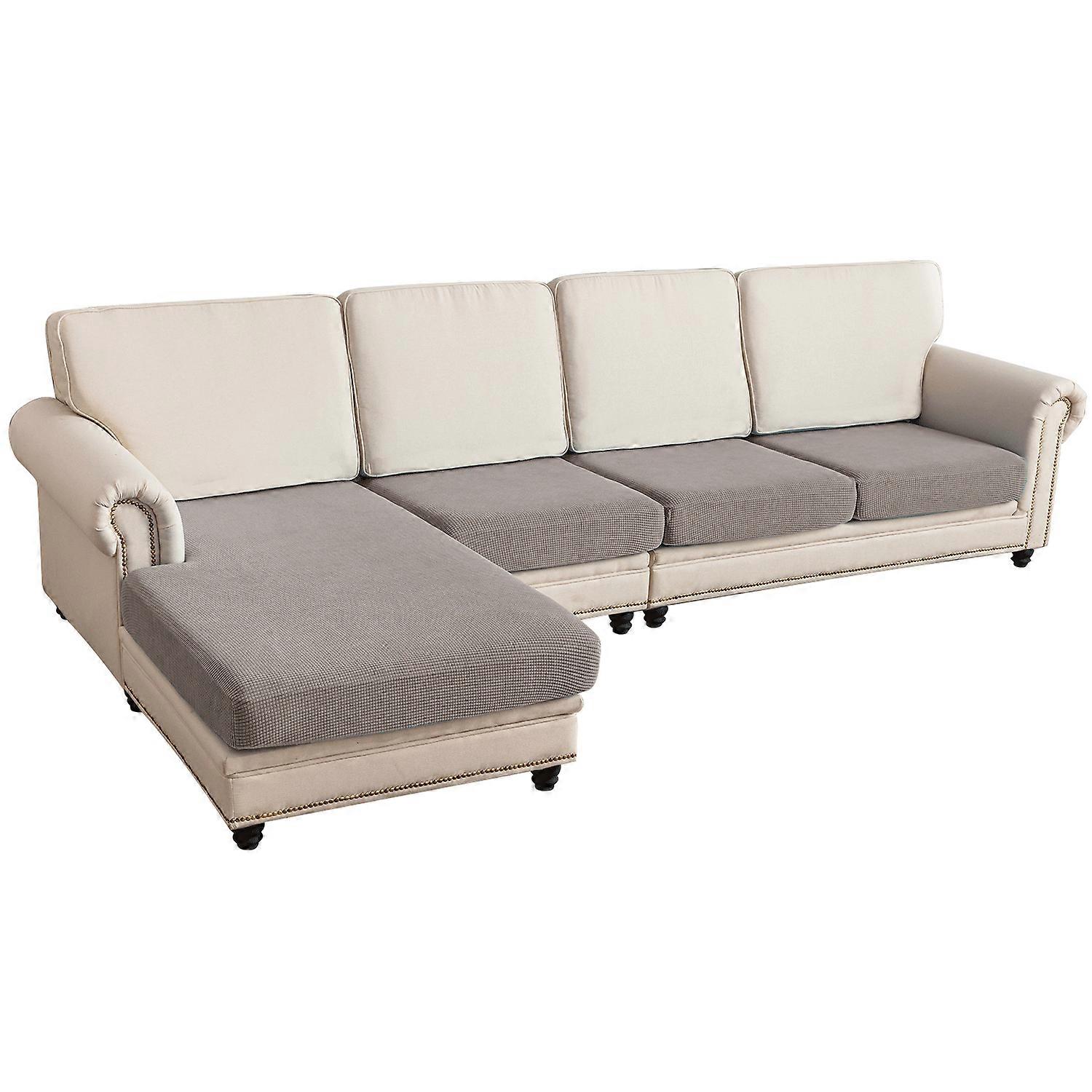 Sectional Couch Covers 4 Pieces Sofa Seat Cushion Covers L Shape Separate Cushion Couch Chaise Cover (large Sofa 3 Seater + 1 Chaise, Taupe)