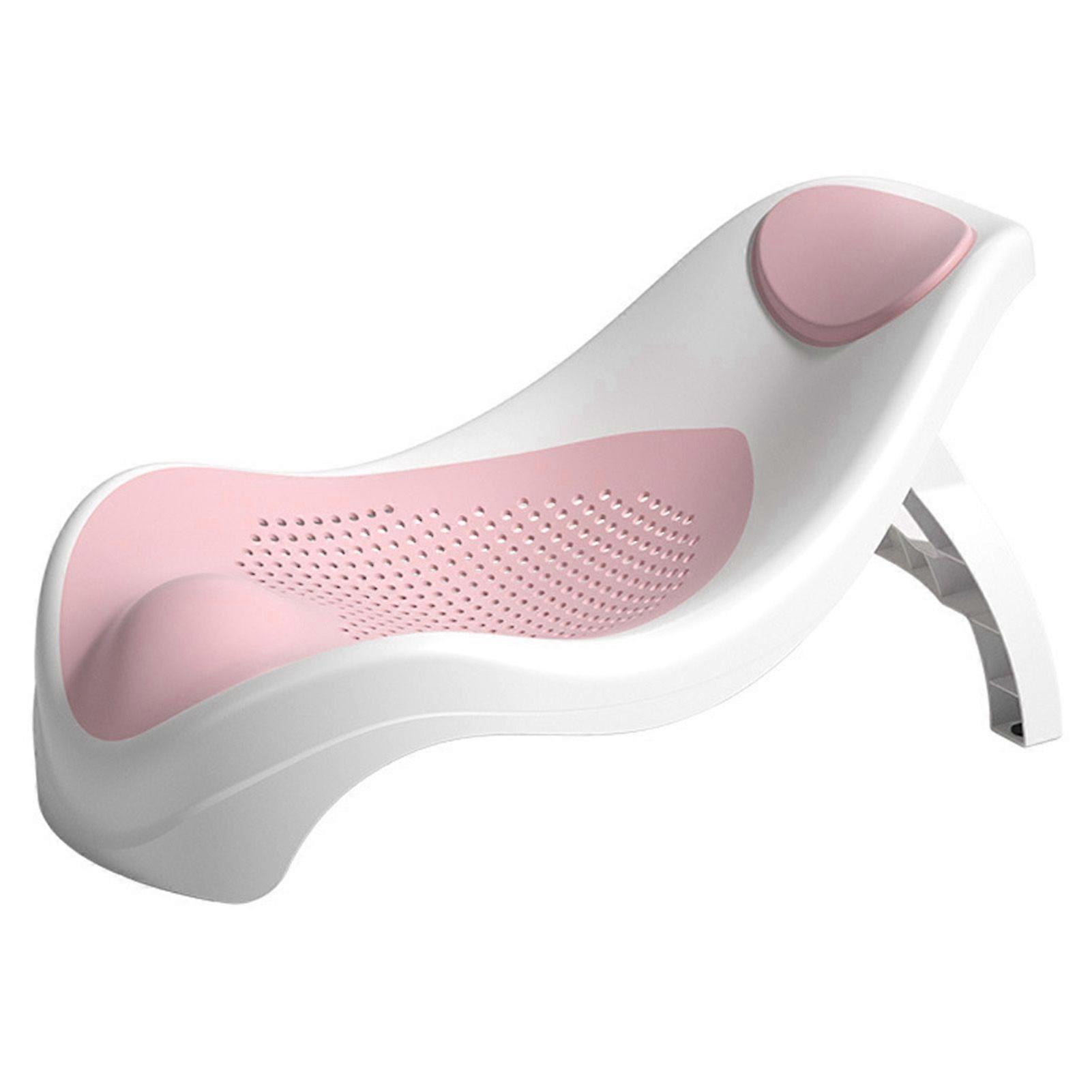 Baby Bath Support Folding Storage Prevent Slipping Breathable Holes Infant Shower Bracket Pink