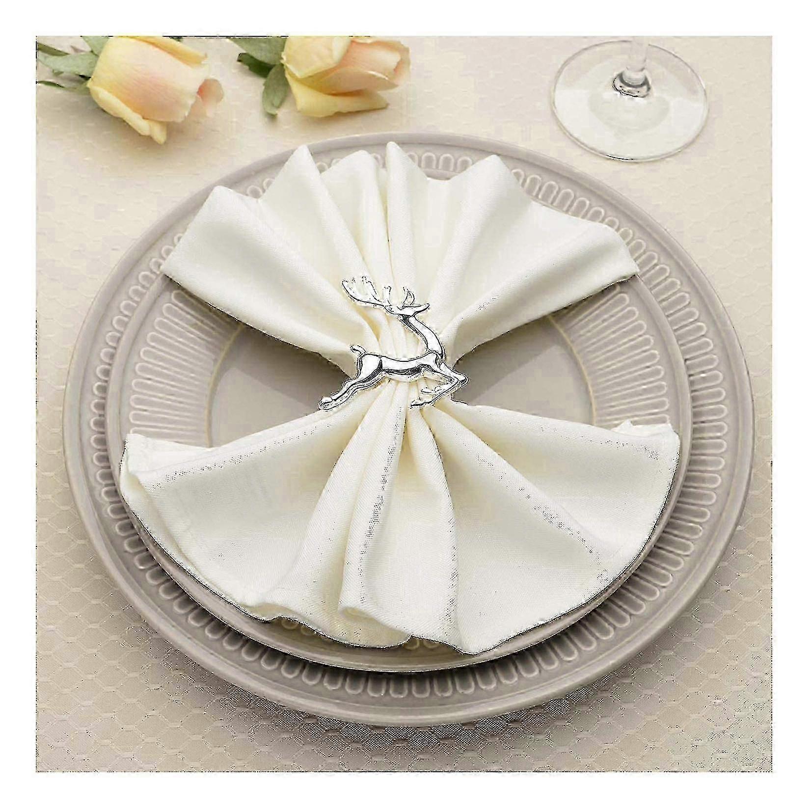 6 stk jule fawn serviett spenne, metall serviett ring, serviett ring