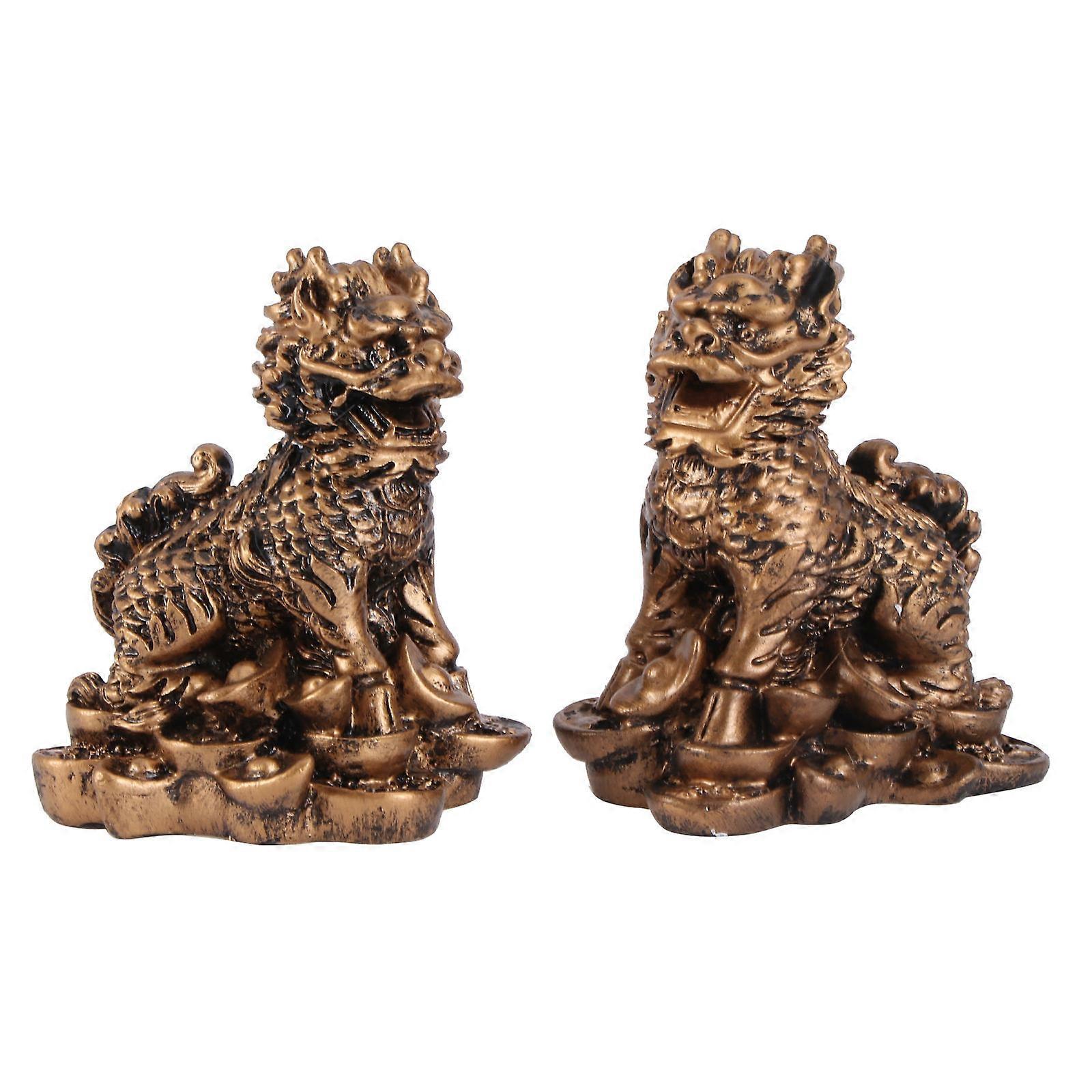 Kylin Adornments for Household Furnishings 1Pair Resin Desktop Models