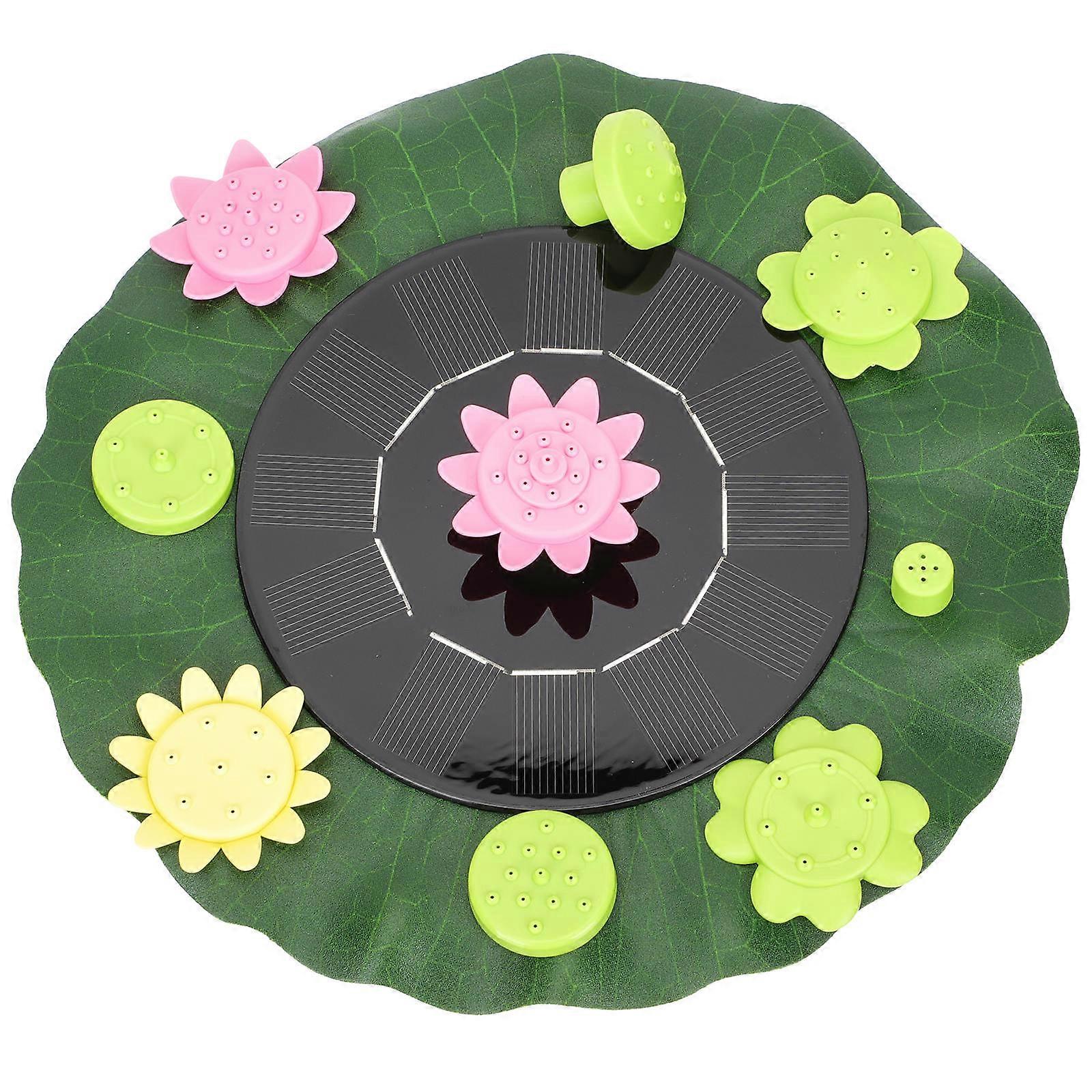 Solar Powered Garden Lotus-Leaf Petal Fountain Bird Bath Oxygen Supply Assorted Color Abs Material 1 Set