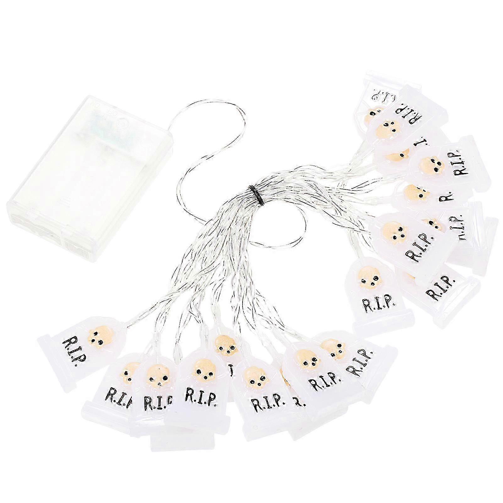 Halloween Tombstone String Lights | 20pcs R.i.p Graveyard Tombstone Led Light String | 9.8ft Halloween Decorative Lights Battery Operated Outdoor Deco