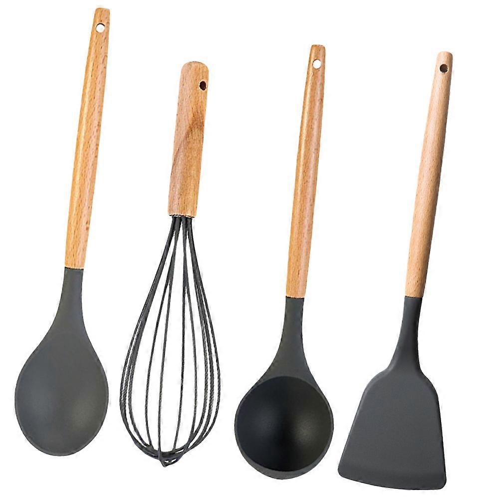 Non-Stick Scoop Wooden Handle Cooking Tool for Soup Use 4Pcs