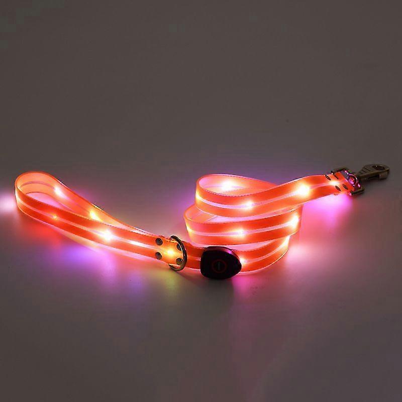 Led Dog Collar And Leash Set With Multicolor Light Strip, Reflective