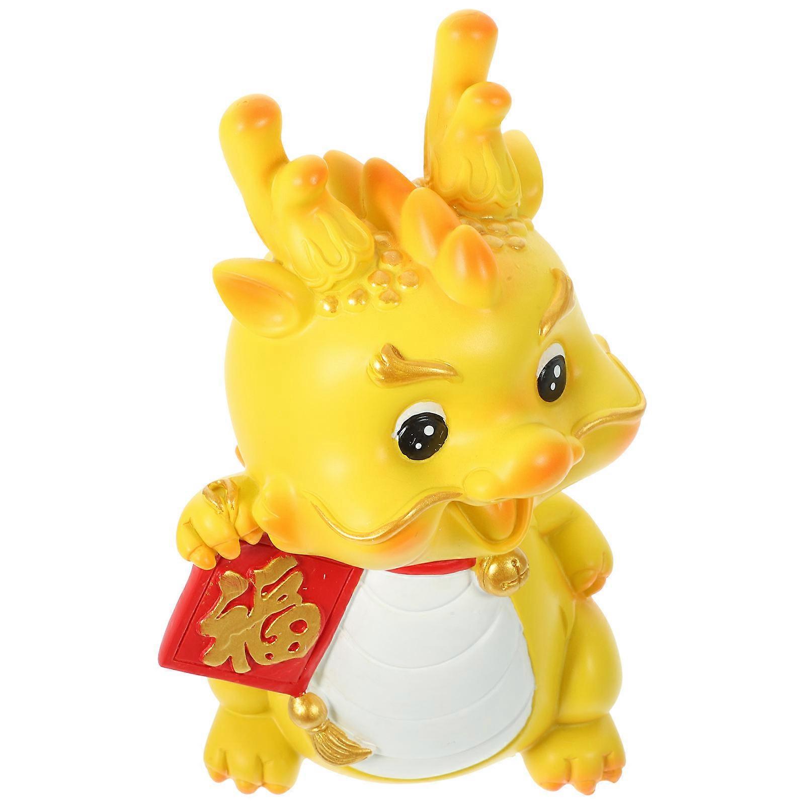 Dragon Piggy Bank Resin Coin Storage Container with 4Pcs for Home Decoration