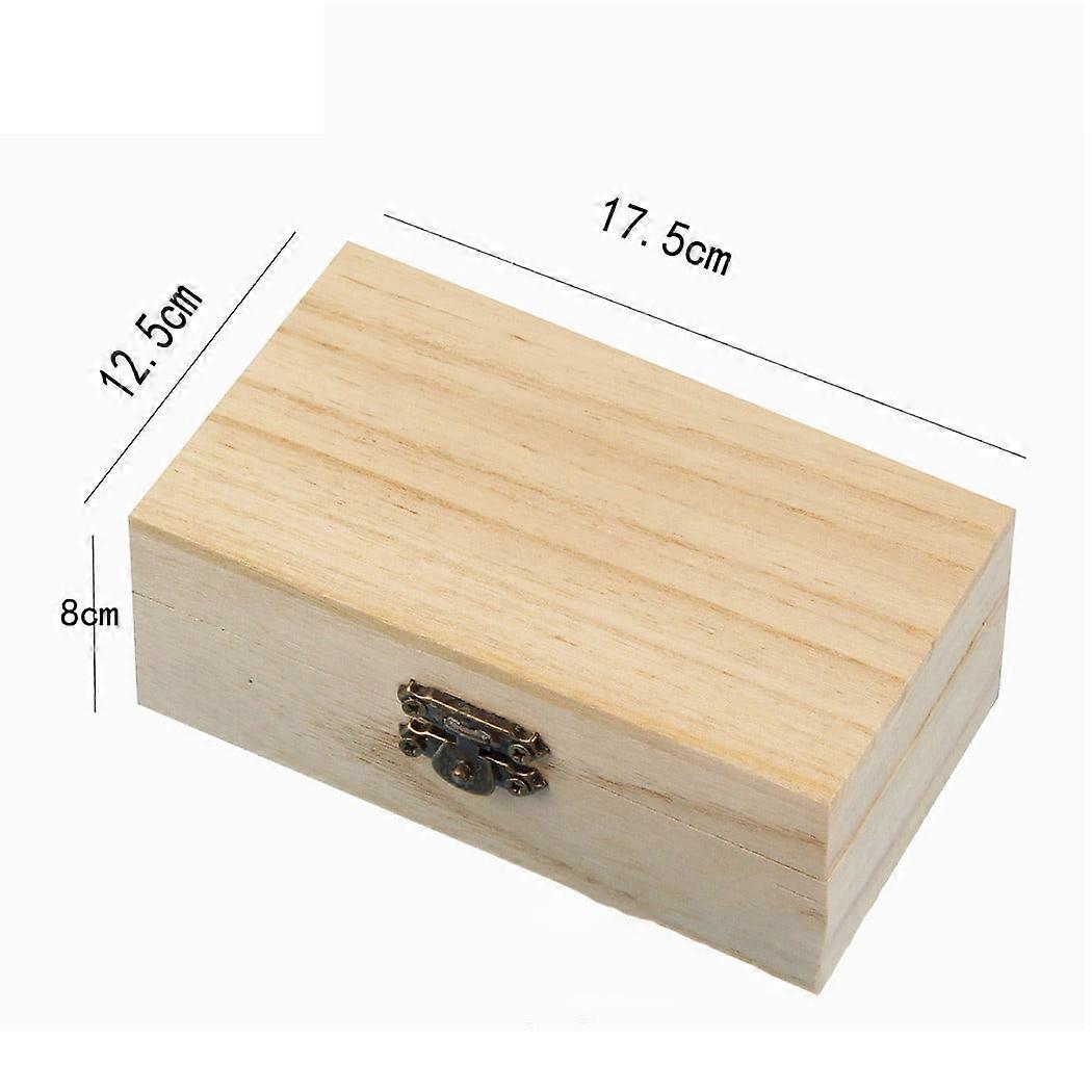 1/3pcs S/M/L Wooden Storage Box Log Color Plain Wood Wooden Square Hinged Storage Boxes Craft Gifts Box Home Organize Tools, L