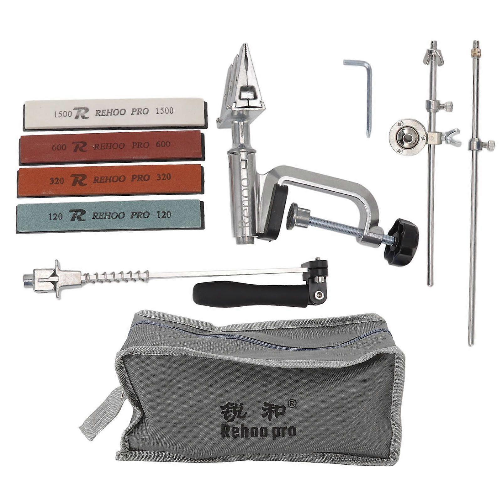 Fixed Angle Knife Sharpener Set Metal Ball Pull Rod Sharpener with 120 320 600 1500 Grit Whetstone Kit