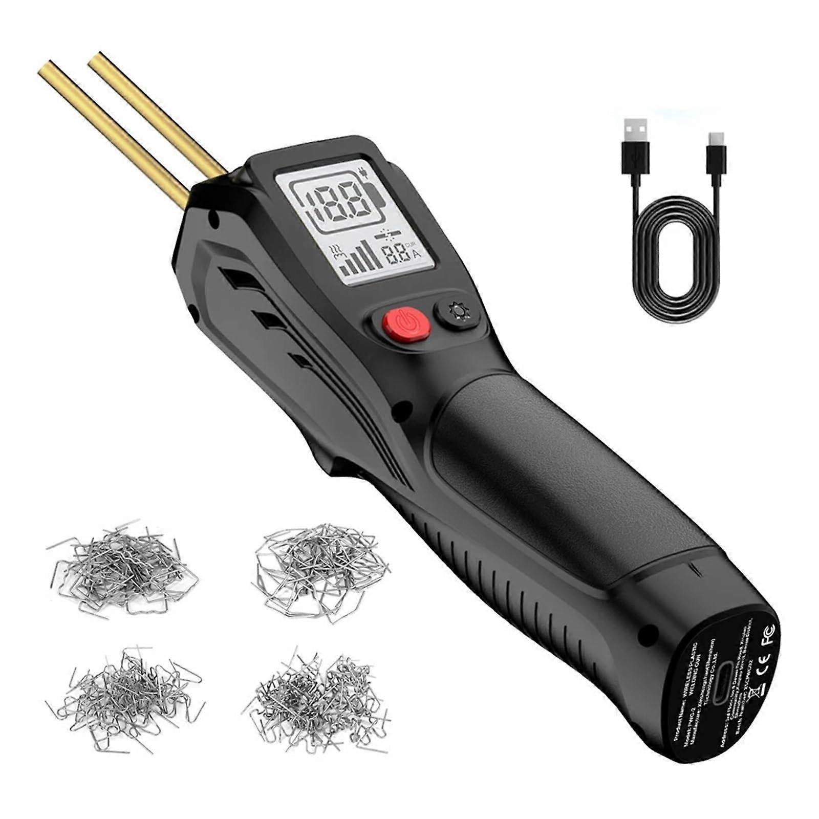 Plastic Welding Kit With 200 Hot Staples, Plastic Welder Gun, Plastic Welding Machine, Black