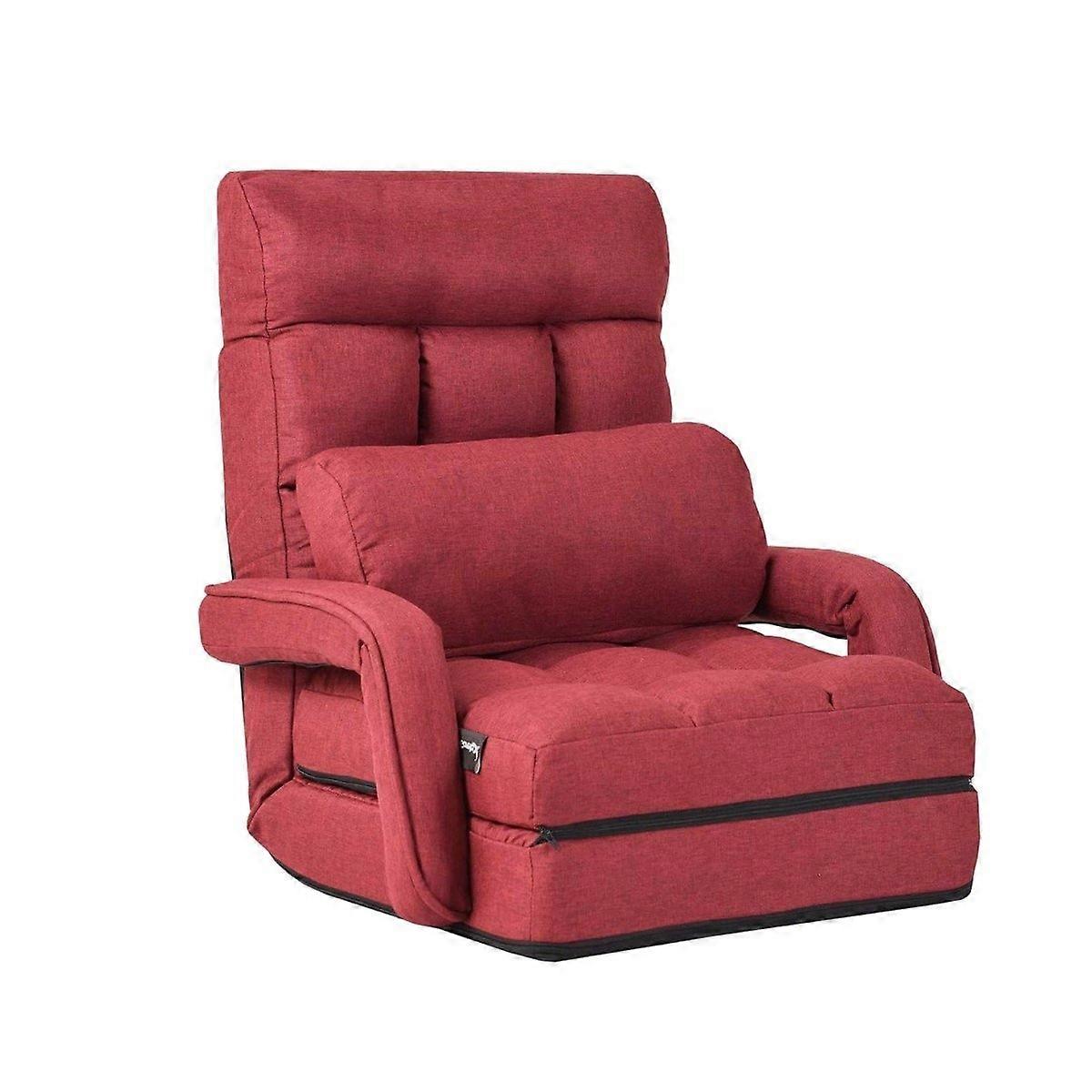 Convertible red sofa bed with adjustable backrest