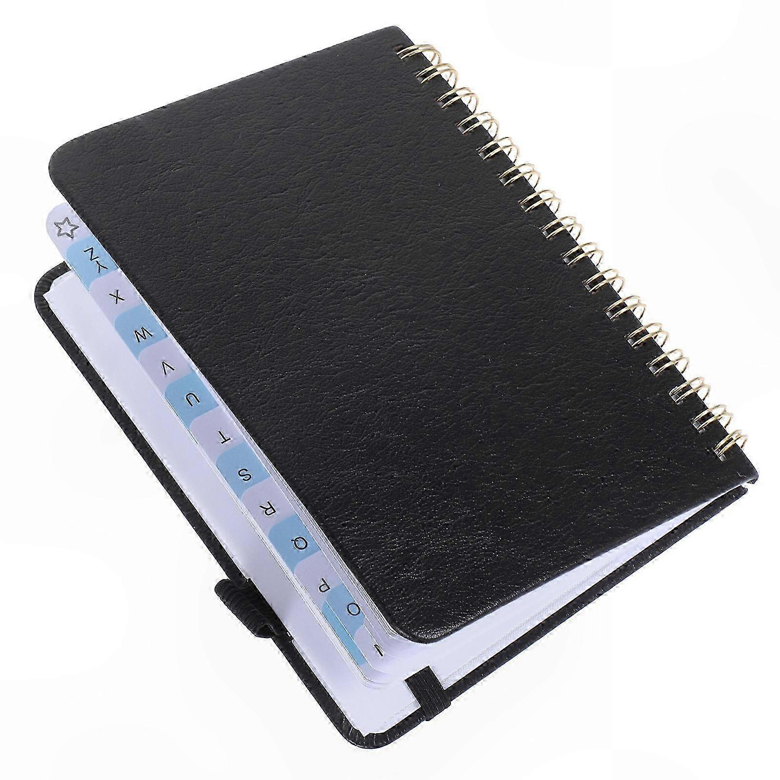 Refillable Spiral Address Book with Alphabetical Tabs, Black Paper Password Organizer for Home Use, 1 Set