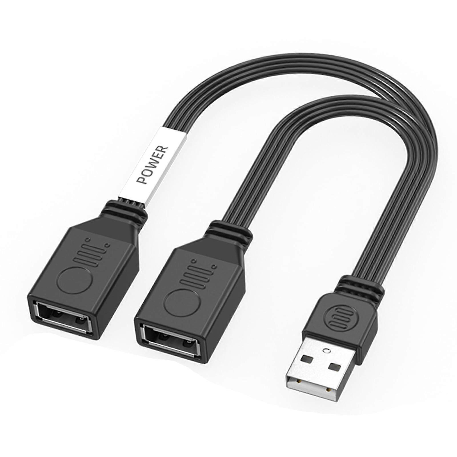 65W USB2.0 Double Female USB Splitter Cable 1 Male To 2 Female Power Cord Extension For Computer Car