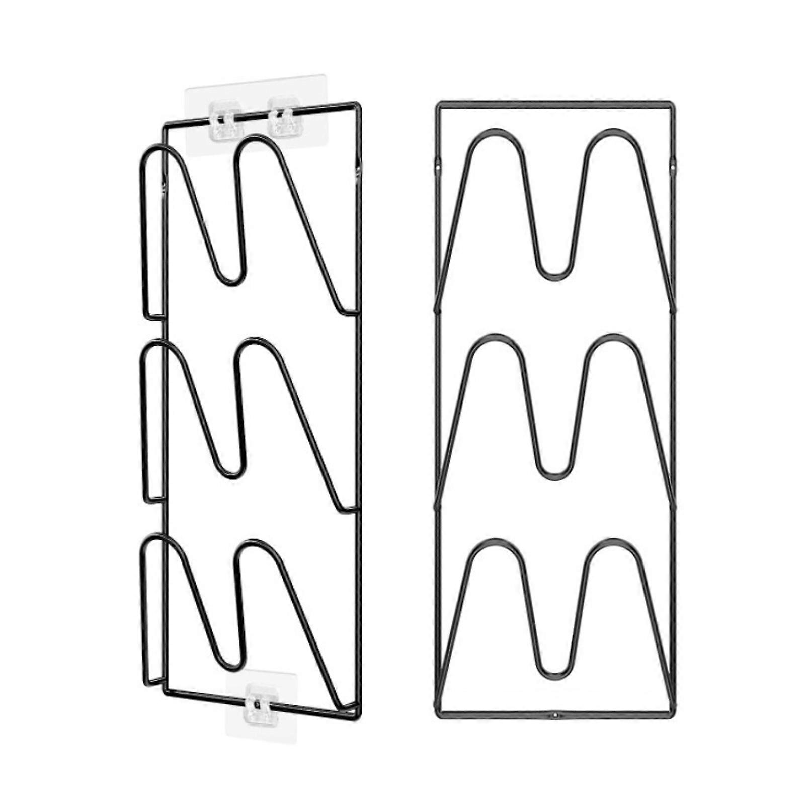 2 Piece Space Efficient Lid Storage Rack Wall Mounted Steel Frame Organizers for Multiple Cookware Accessories Multicolor