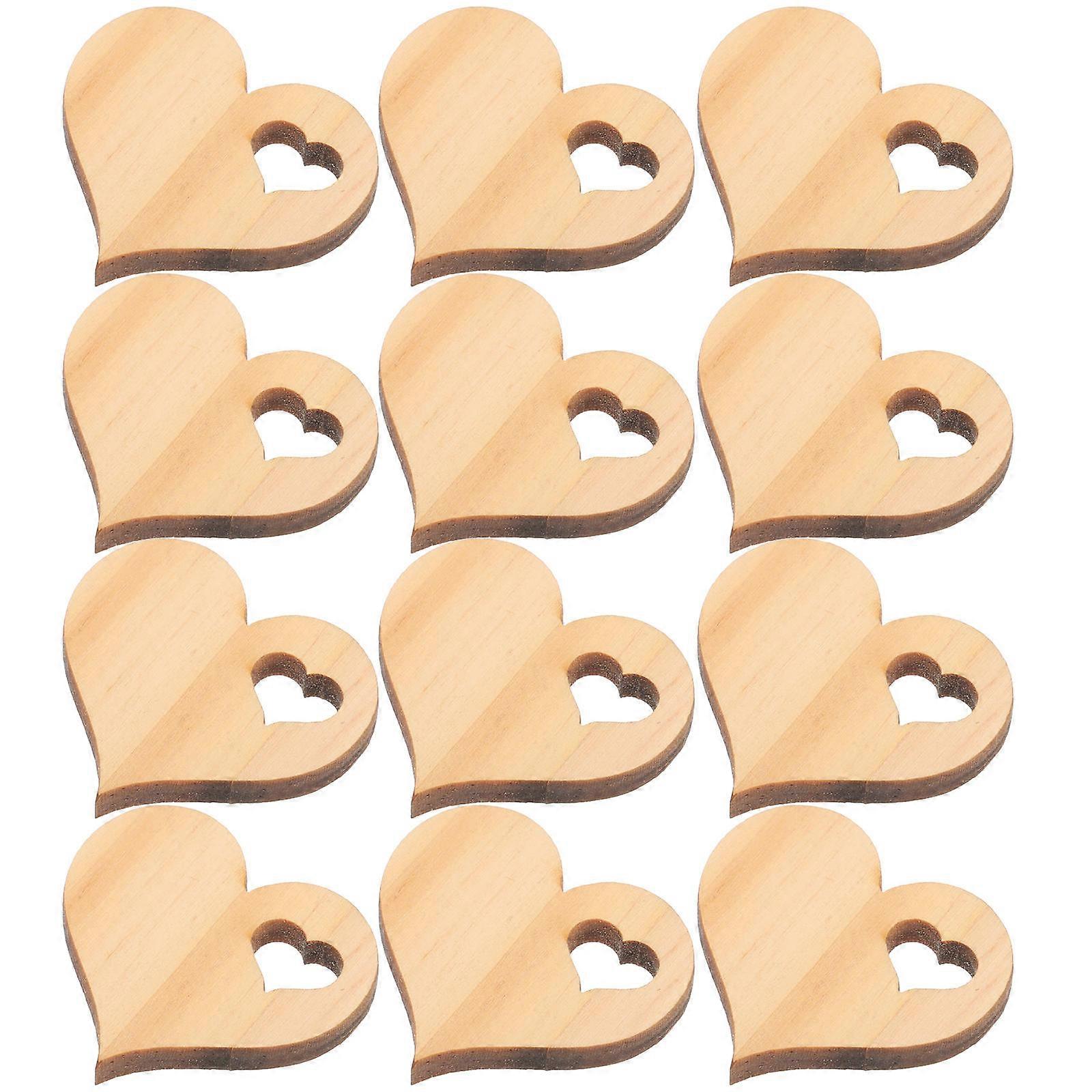 Unfinished Wooden Heart Pieces for DIY Craft Decor 200Pcs Bundle