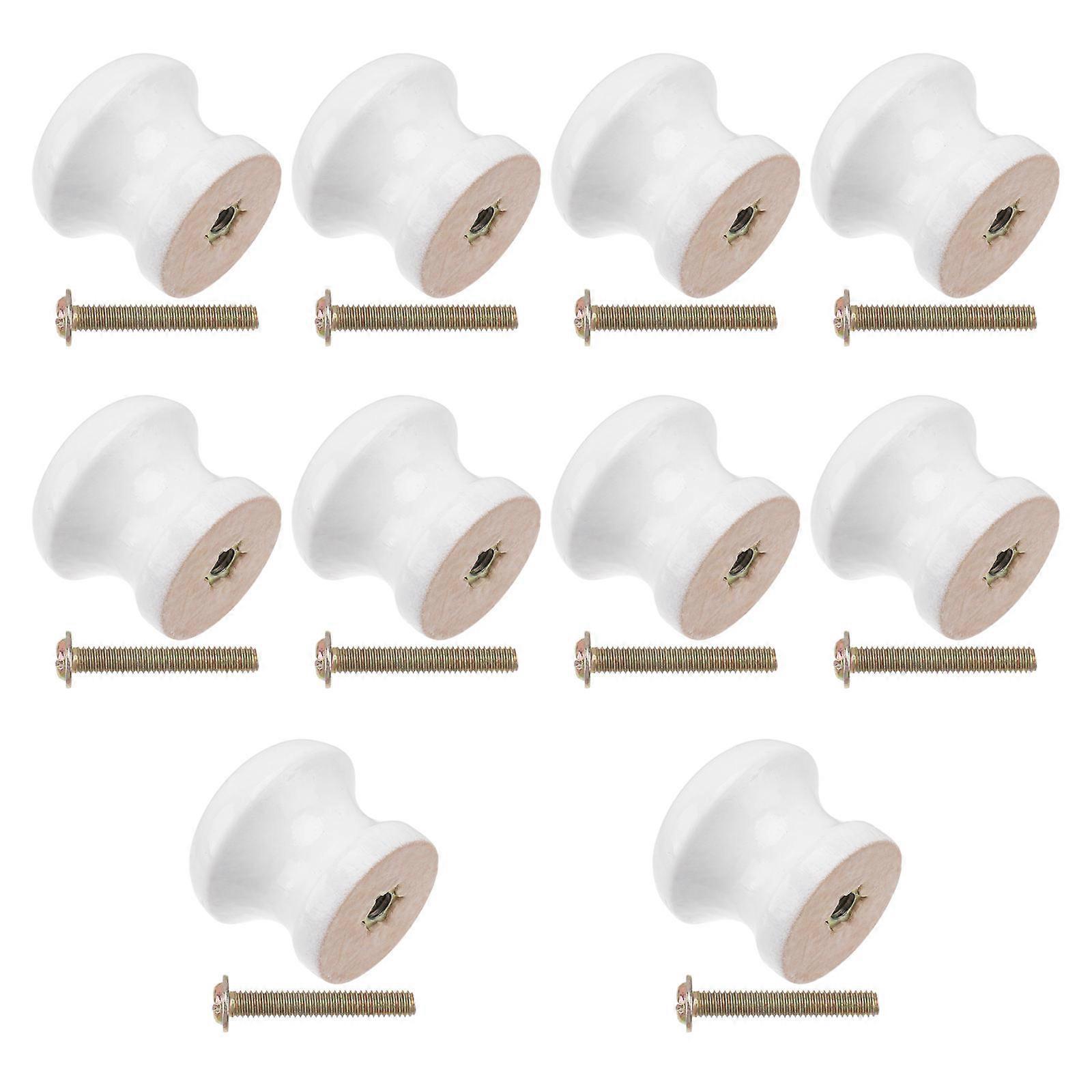 Wooden Mushroom Pull Handle for Cabinet Use 40Pcs White