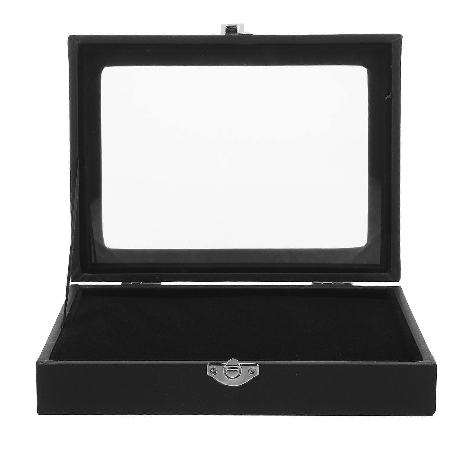 Badge Display Box Brooch Display Case for Storage Use 4Pcs Black Set