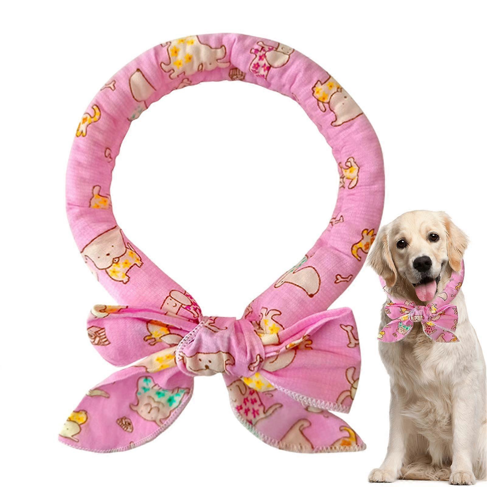 Cooling Collar For Pets Adjustable Pink Bow Tie Style Instant Cooling Neck Wrap For Dogs And Cats