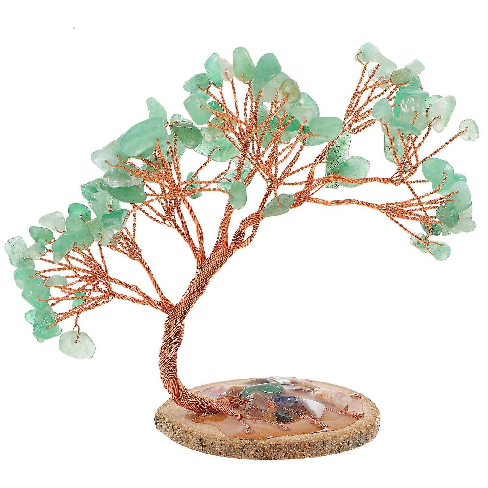 Green Aventurine Crystal Gemstone Tree Decoration For Home Office Desk Decor 4Pcs With Realistic Tree Design