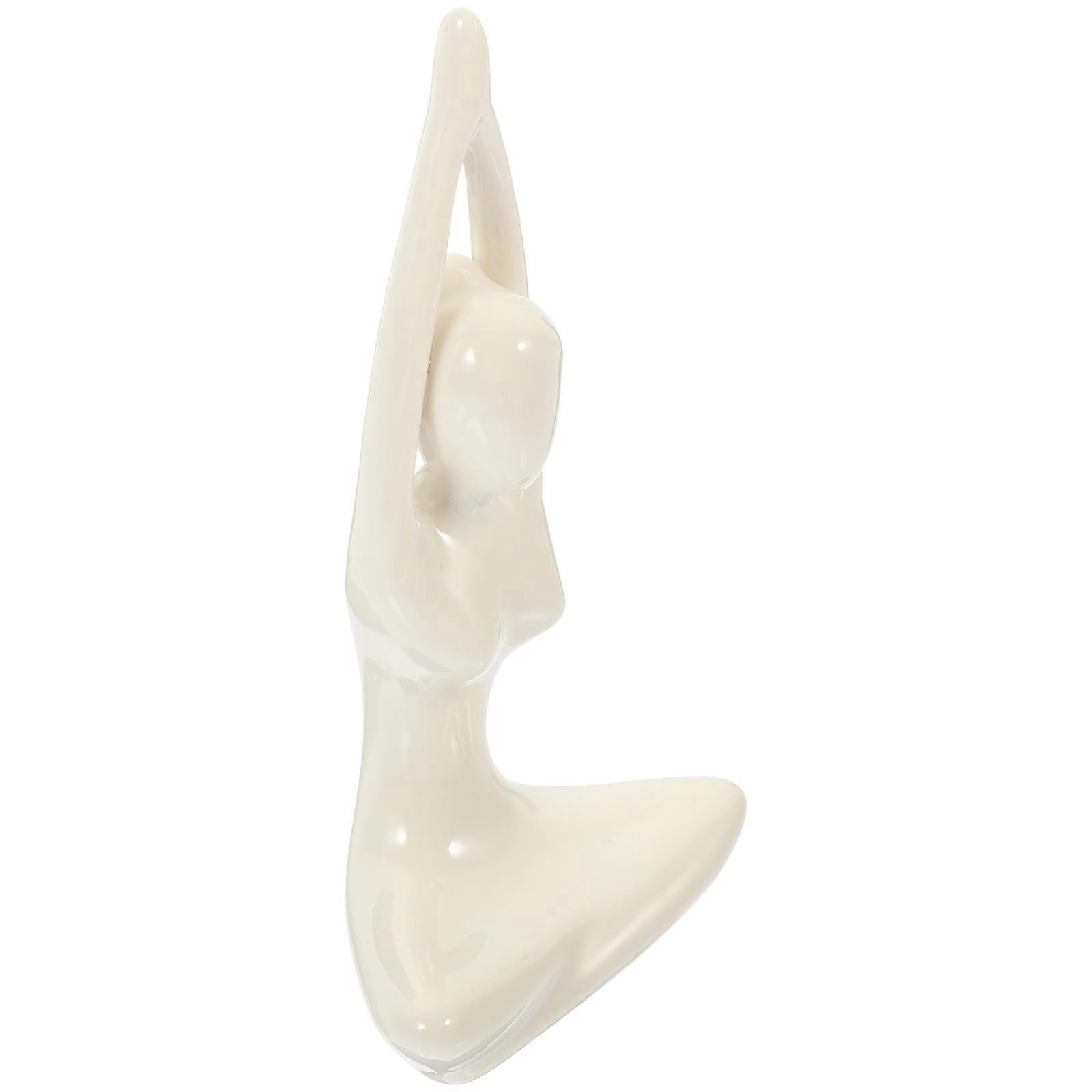 Meditation Yoga Statue Ceramic Ornament for Daily Use 3Pcs
