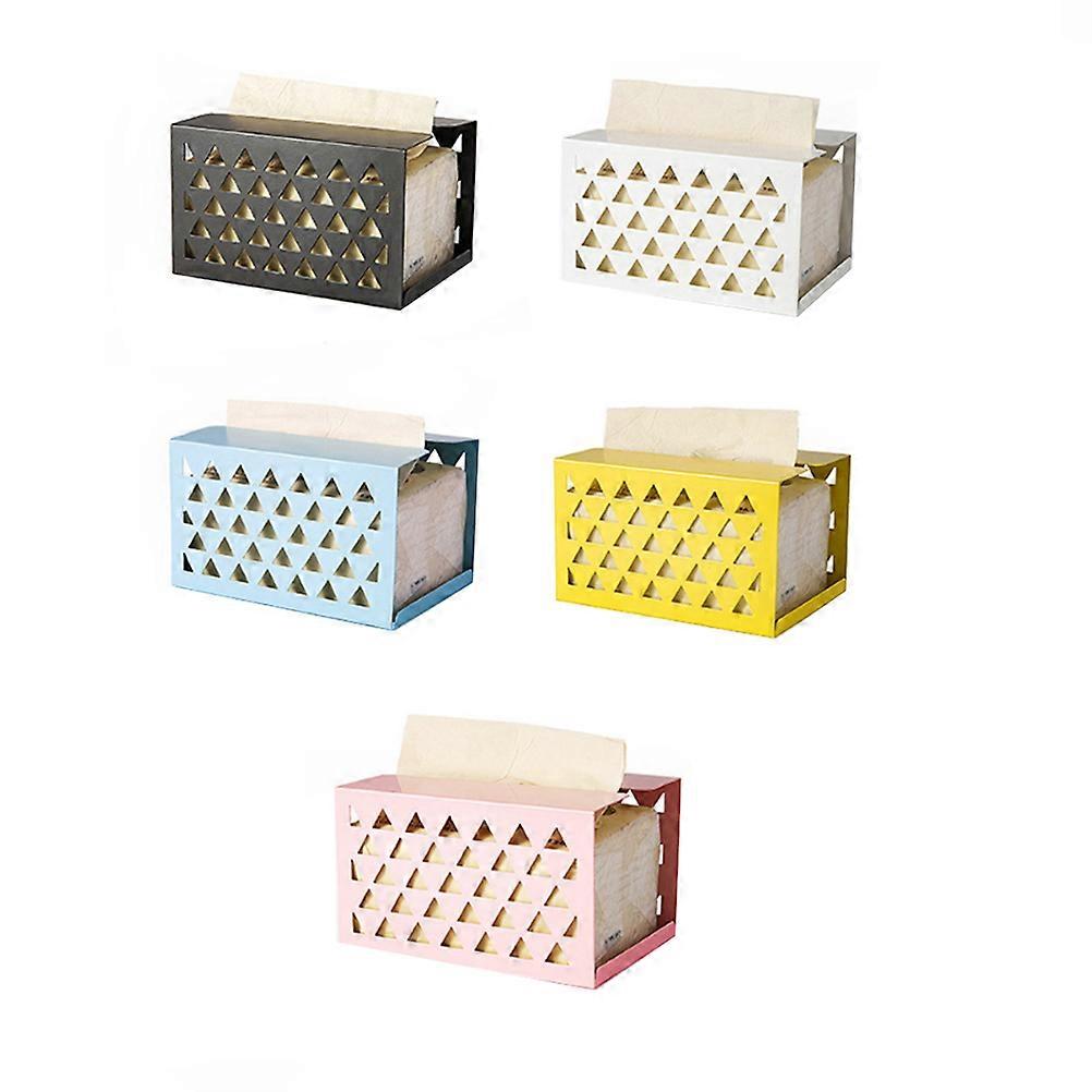 Hollow Storage Box Iron Art Tissue Box for Paper Napkin 2Pcs Colorful