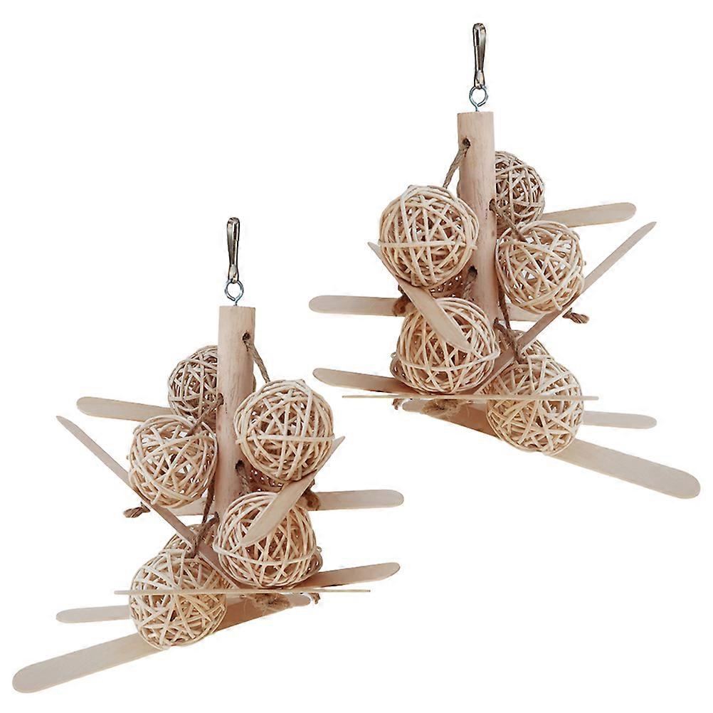 Parrot Swing Toy Wooden Ladder for Pet Play and Biting 4Pcs Set
