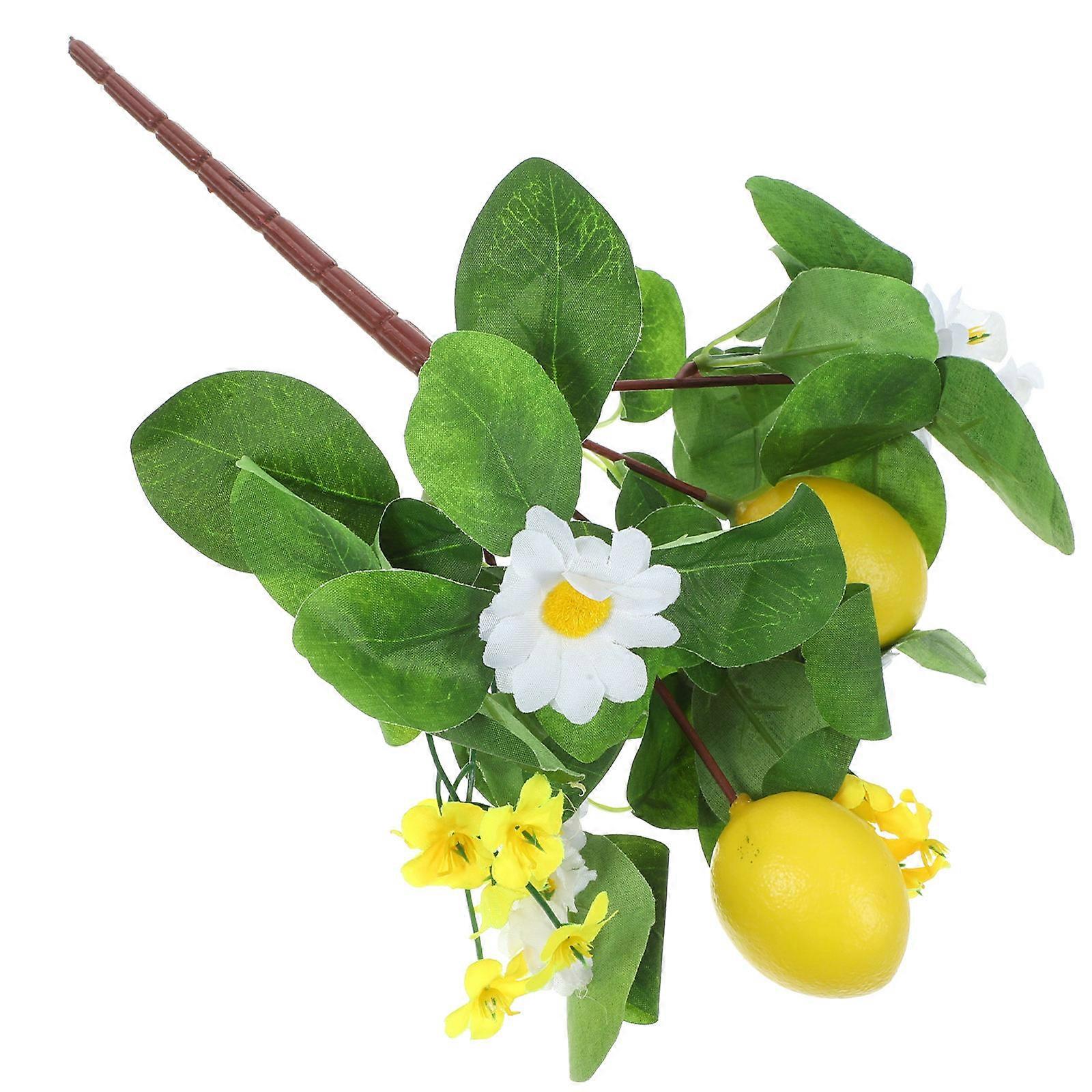 Artificial Lemon Branch Decor Wear Resistant for Decoration 3Pcs