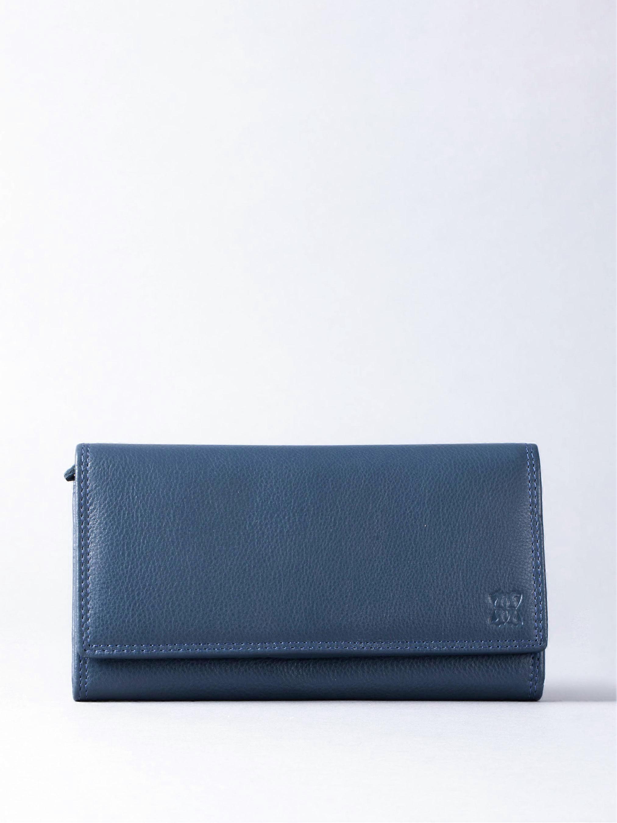 Large Leather Purse in Navy