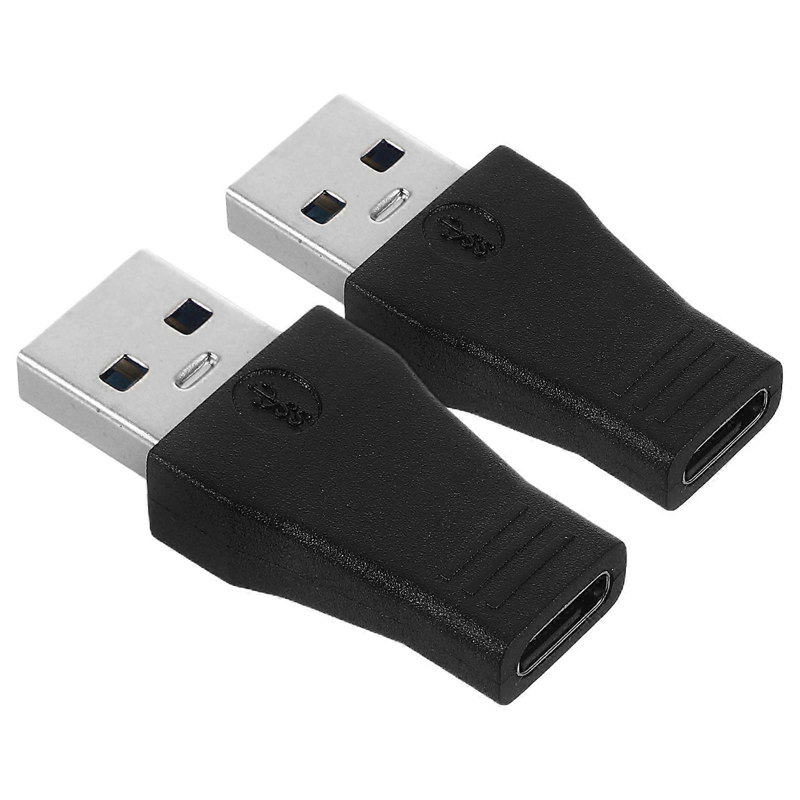 USB 3.0a Male Connector Type-C Adapter for Phone 2Pcs Converter Black