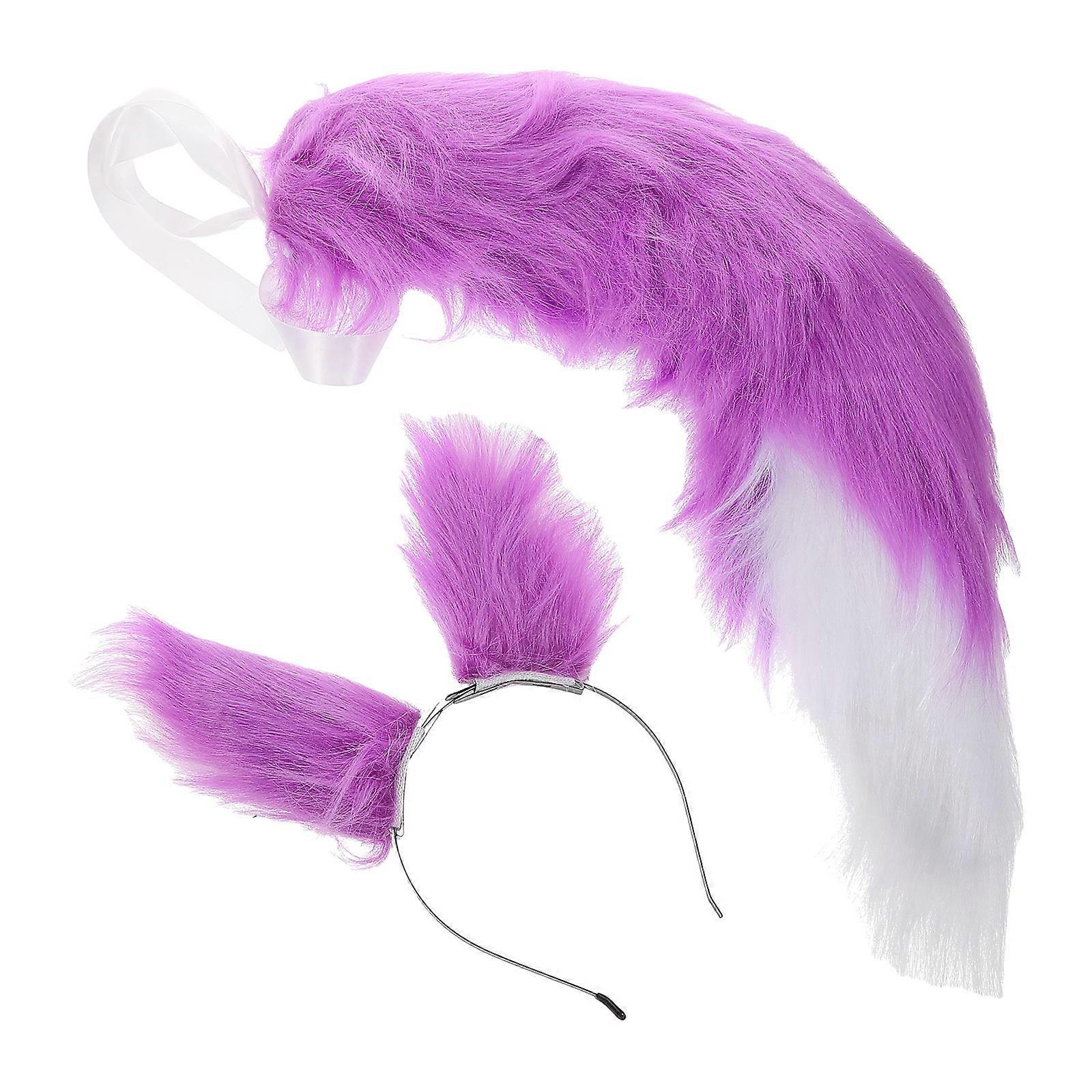 Cute Fox Ears And Tail Character Transformation Set For Cosplayers In Purple Suitable For Stage Performance And Party 5 Sets