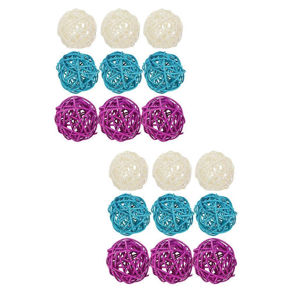 18Pcs Blue Rattan Balls for Home Owners Diy Craft Weaving Balls Simple Design Party Ornaments