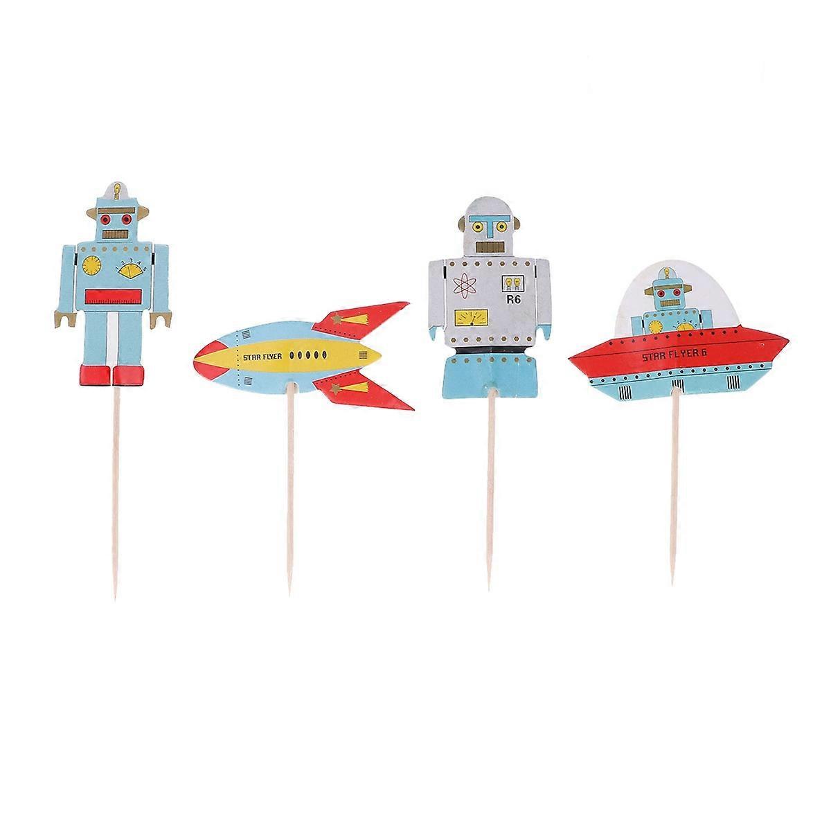 Birthday Party Decorations Space Theme Cake Toppers Assorted Color 24Pcs