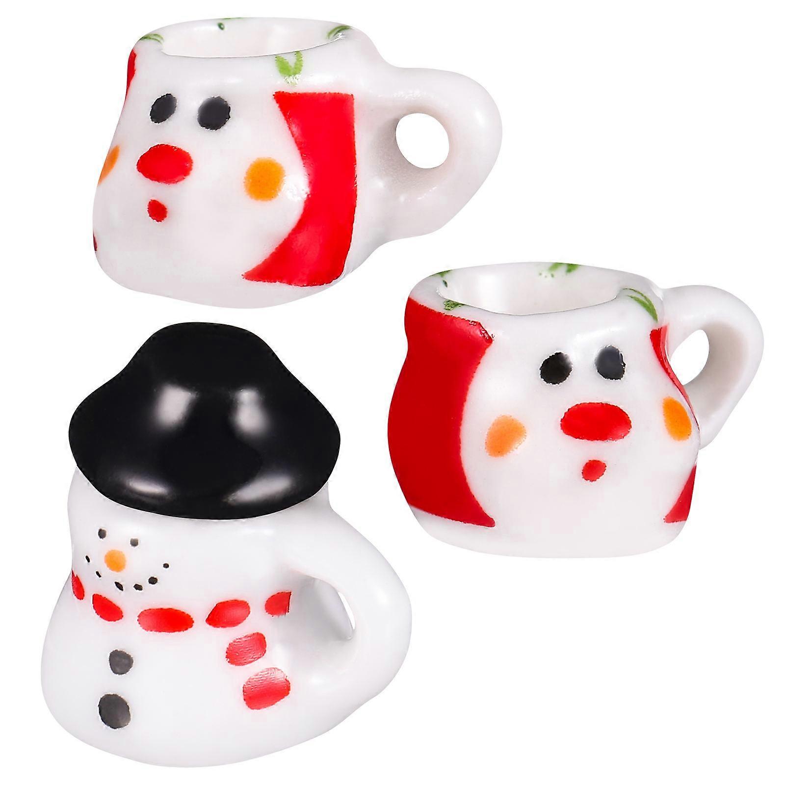 Desktop Cartoon Decor Mini Tea Set for Home Use 9Pcs Ceramic Xmas Kit