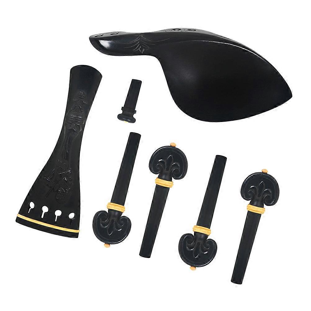 Wood Violin Replacement Parts Set Tailpiece Tuning Pegs Chin Rest And Endpin Ideal For Musical Instrument Performance 2 Sets