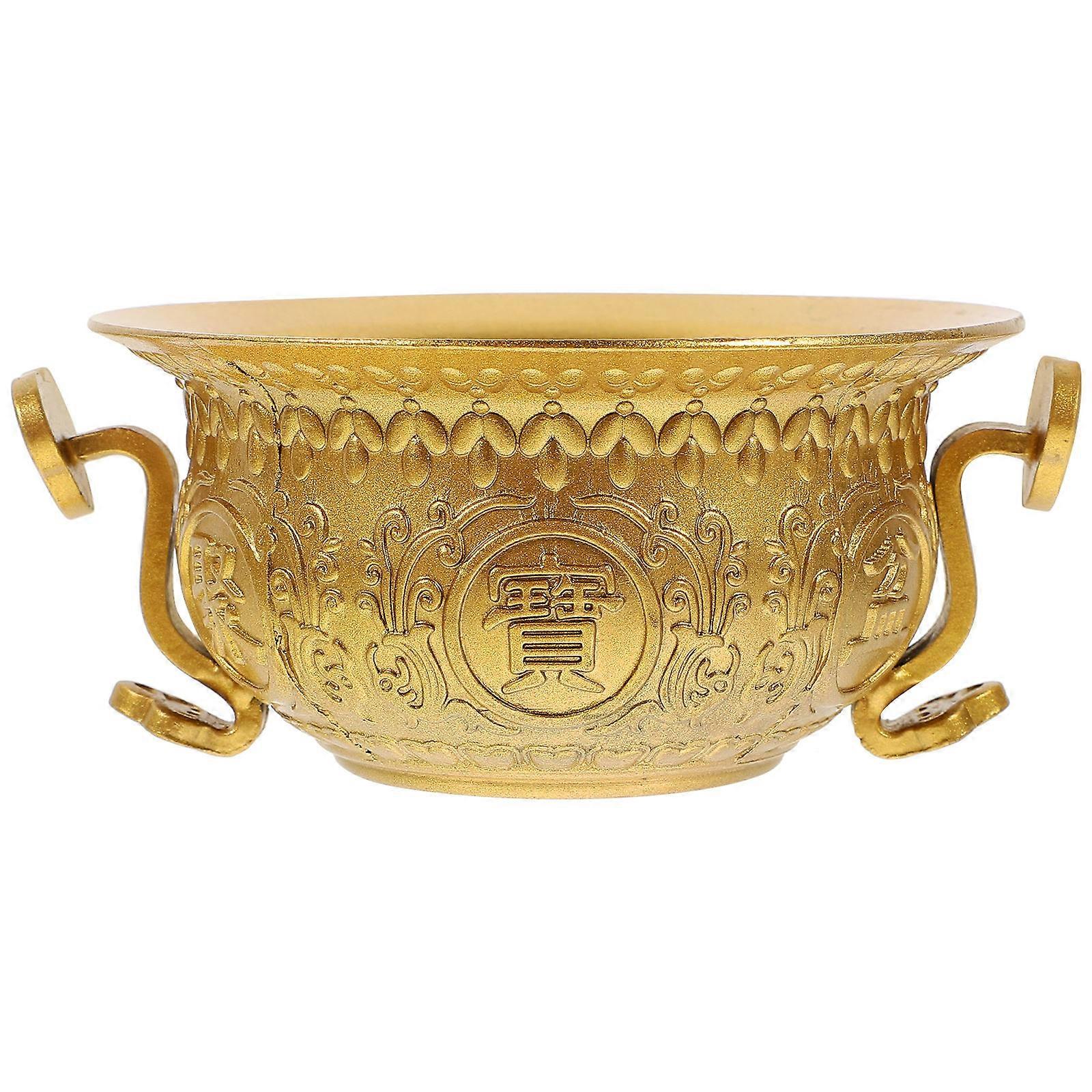 2Pcs Copper Cornucopia Ornament in Golden for Desktop Decorative Use