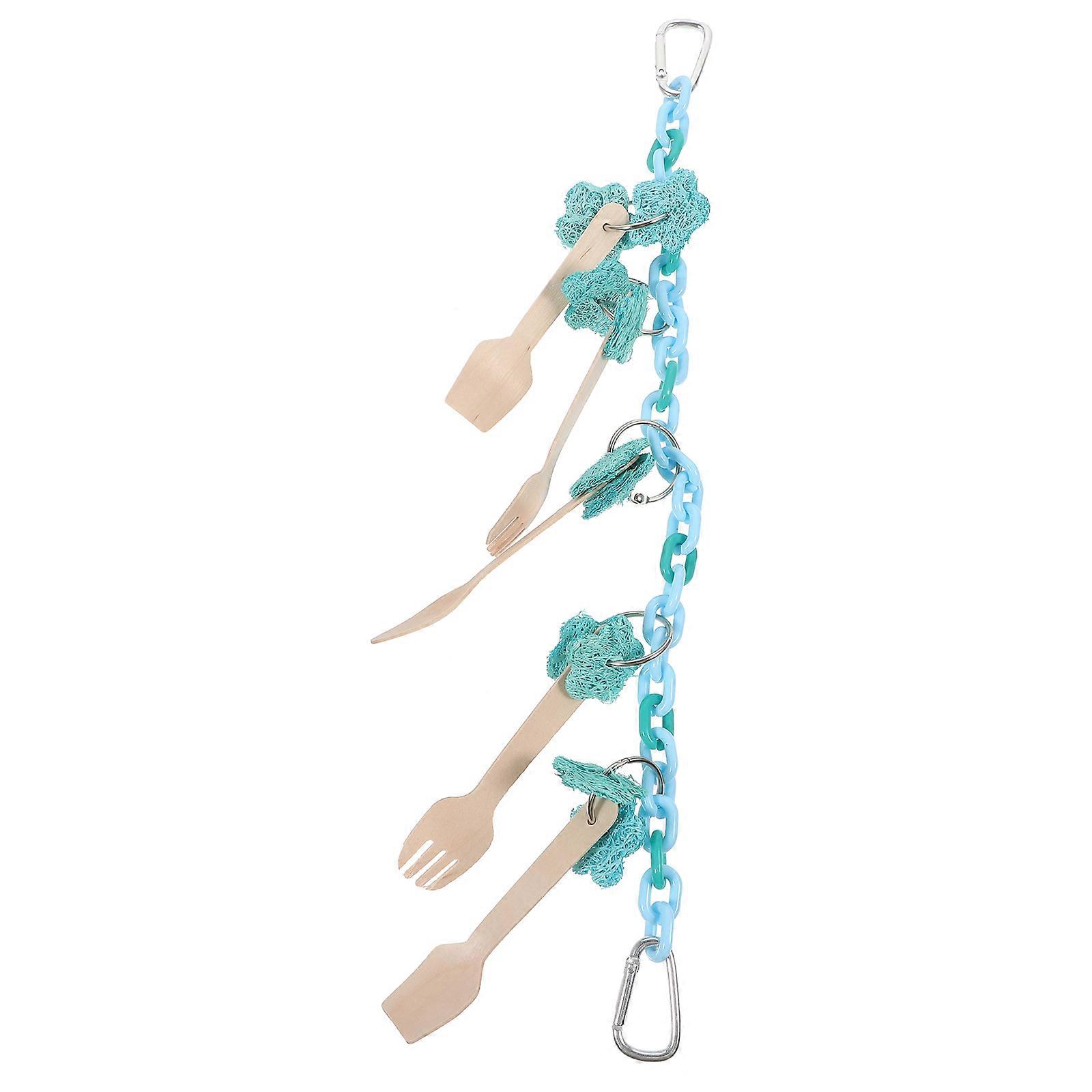 Bird Chewing Toy Parrot Hanging Toy for Pet Use 5Pcs Set Sky-Blue