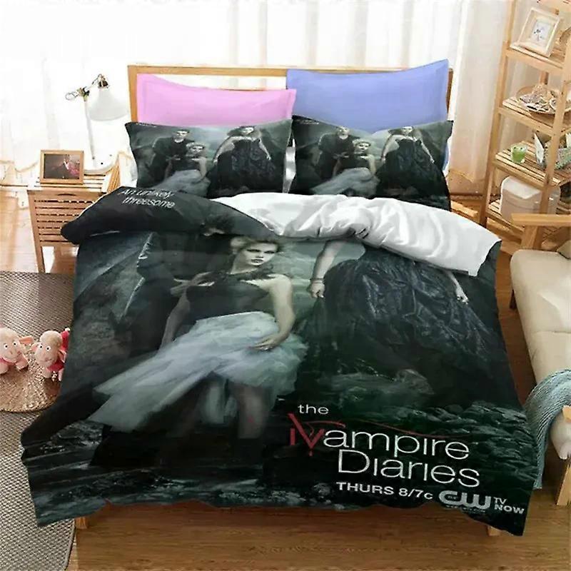 (bbyx155) The Vampire Diaries Print Bedding Set 3D Character Duvet Cover Set With Pillowcase Twin Full Queen King Bedclothes