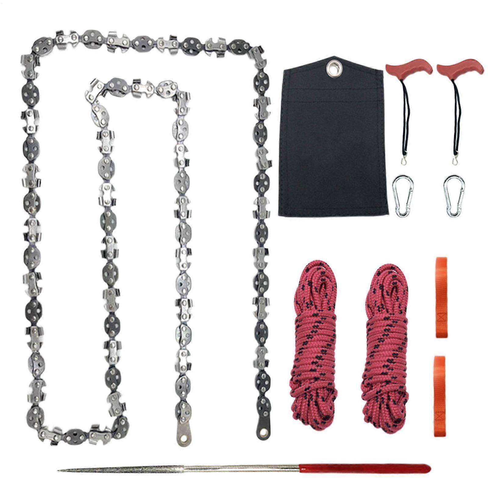 Hand Rope Saw Folding Manganese Steel 52.76Inch Length Ergonomic Handles Portable Camping Bushcraft Tool