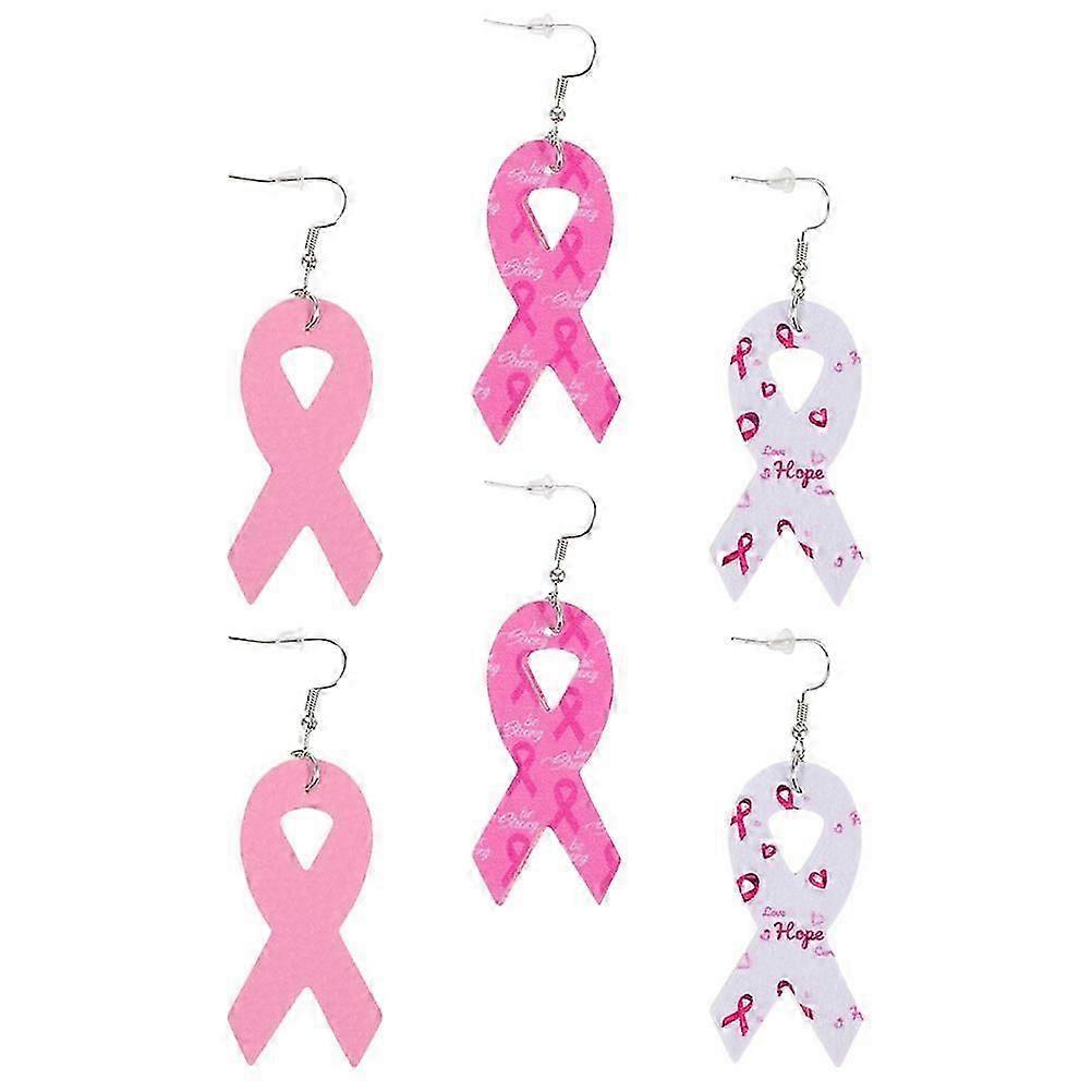 These **3 Pairs Breast Cancer Ribbon Dangle Drop Earrings** are a meaningful and stylish way to show support for breast cancer awareness. Here's a