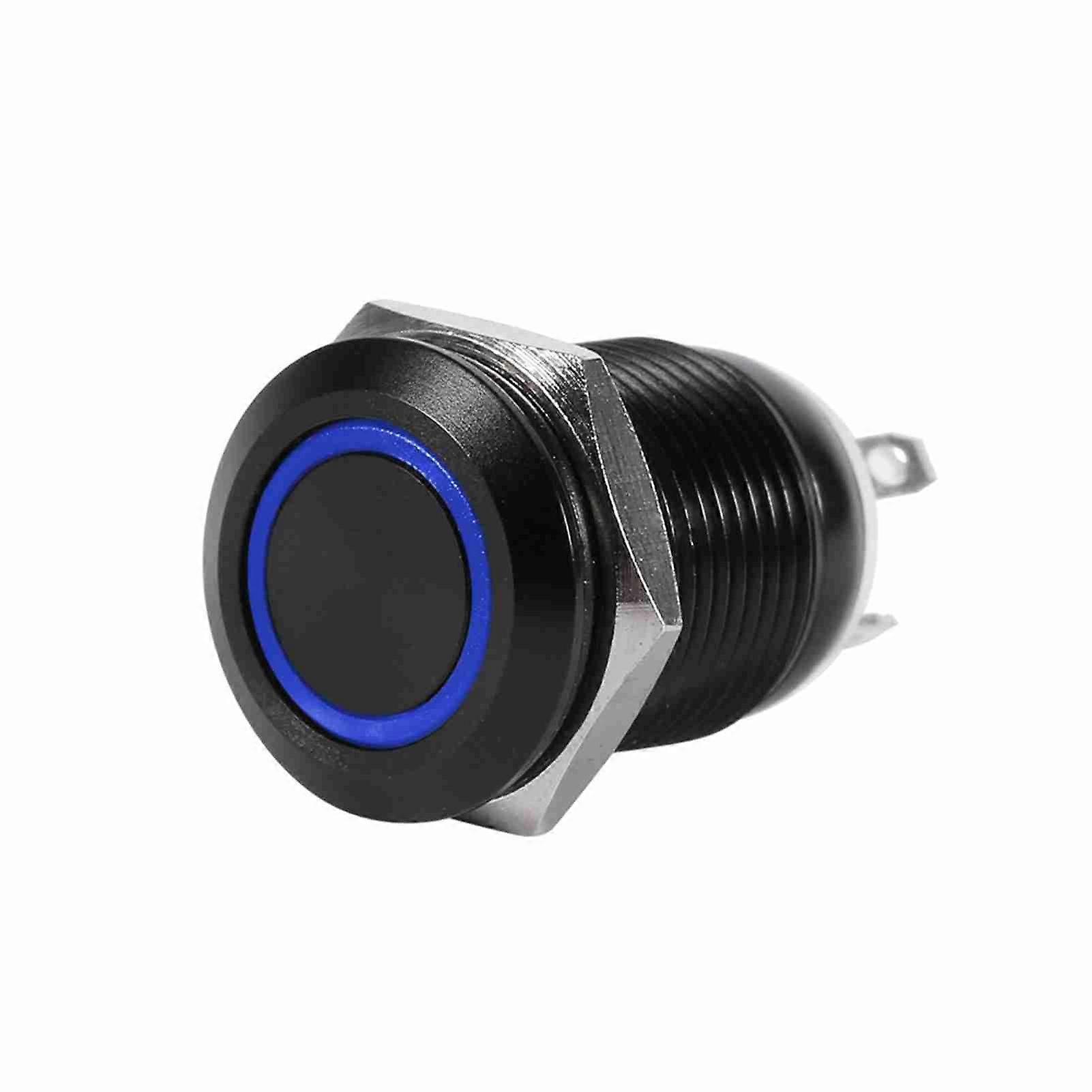 Car 12mm LED Light Momentary Push Button Switch Toggle Black Case 2A