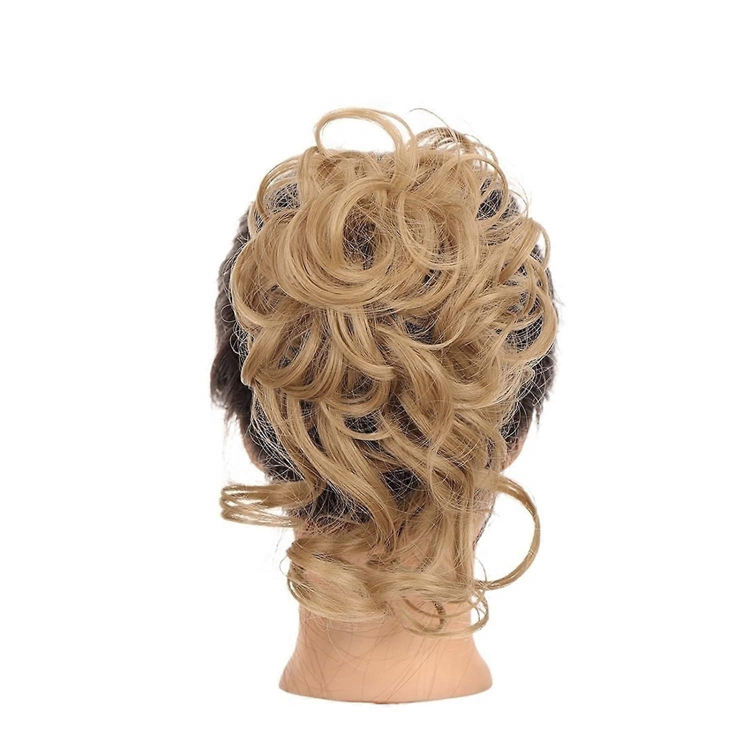 Women Bun Scrunchies Synthetic Hair Fluffy Wavy Tousled Extensions With Elastic Band Chignon Ponytail Updo Color A27