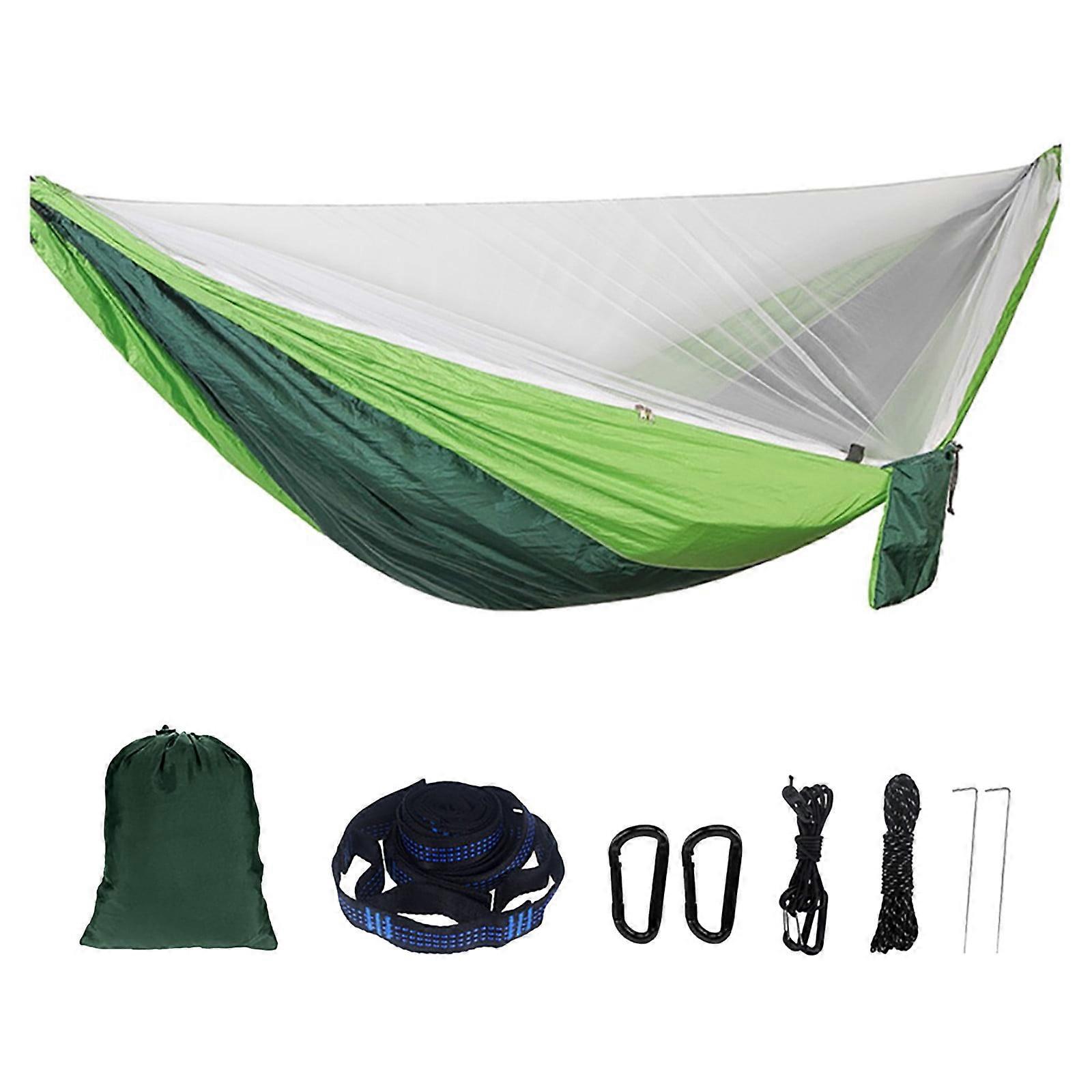 Deyared Garden Cotton Hammock with Mosquito Net Shade, Portable Ultralight Camping Hammock Set, Nylon Hanging Bed for Outdoor Sleeping