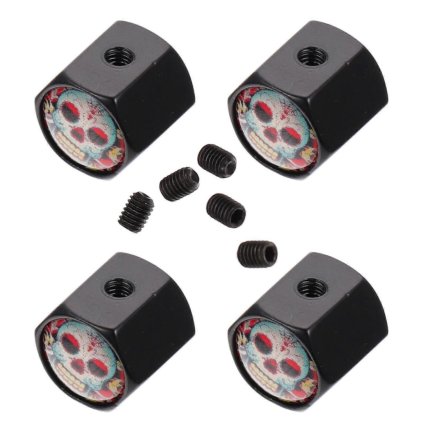 1 Set Creative Black Copper Tire Valve Caps Prevent Dust And Water For Bicycle Owners