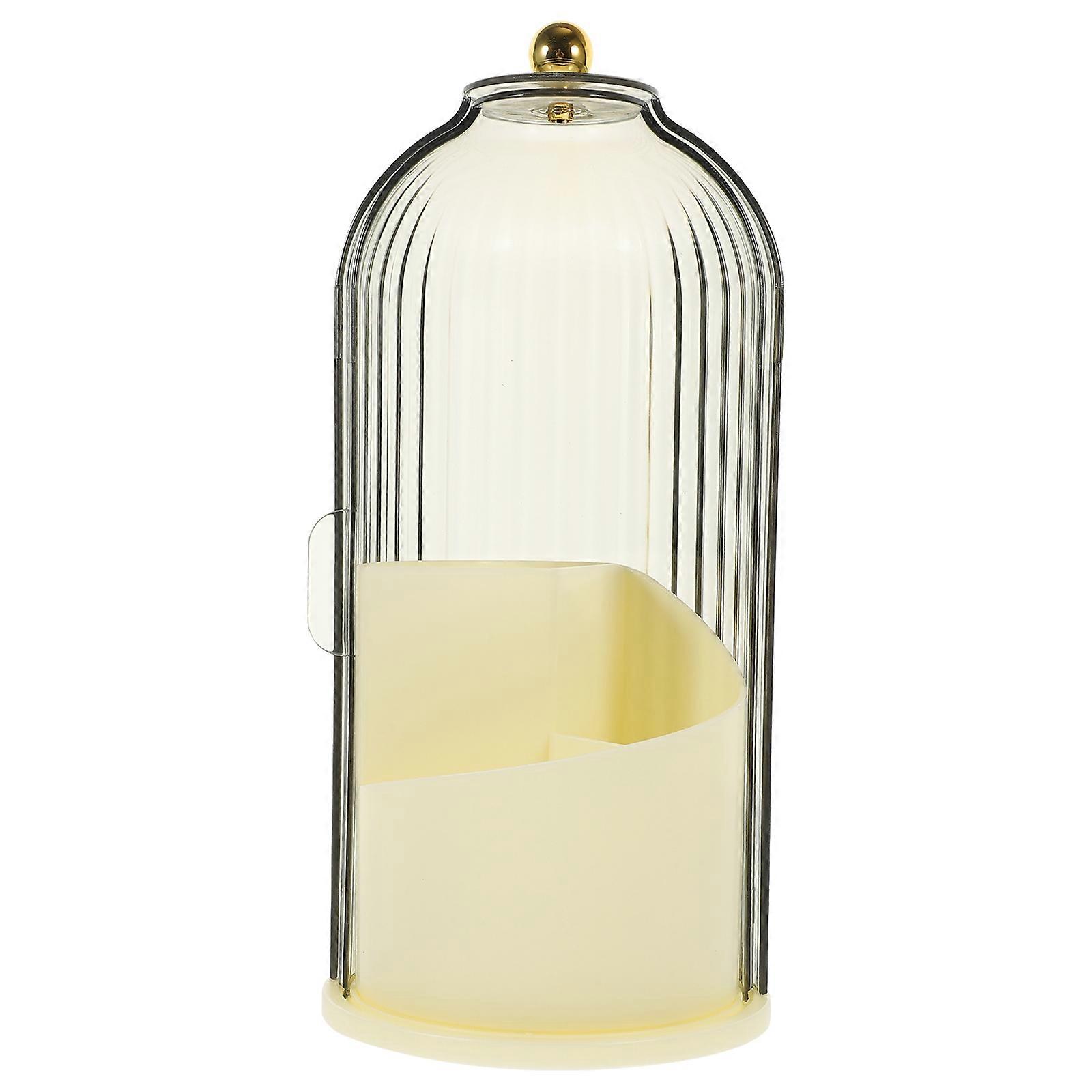 Makeup Brush Holder Organizer with Lid Rotating Clear Container 2Pcs