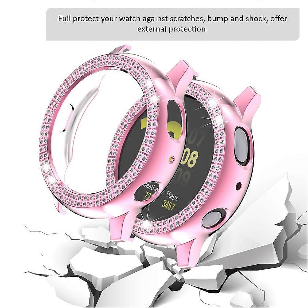 Watch Protective Frame Plating Diamond Cover for Watch Active 2 44mm Pink