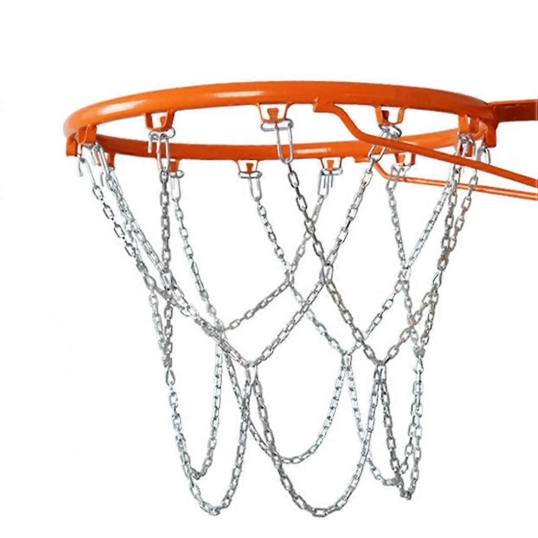 12 Hooks Chain Net for Basketball, Rustproof Steel, HeavyDuty Durability, Fits Standard Backboard Rims