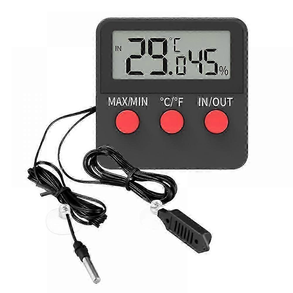 Digital Reptile Thermometer and Humidity Gauge, Remote Probes for Terrarium, Tank, Incubator