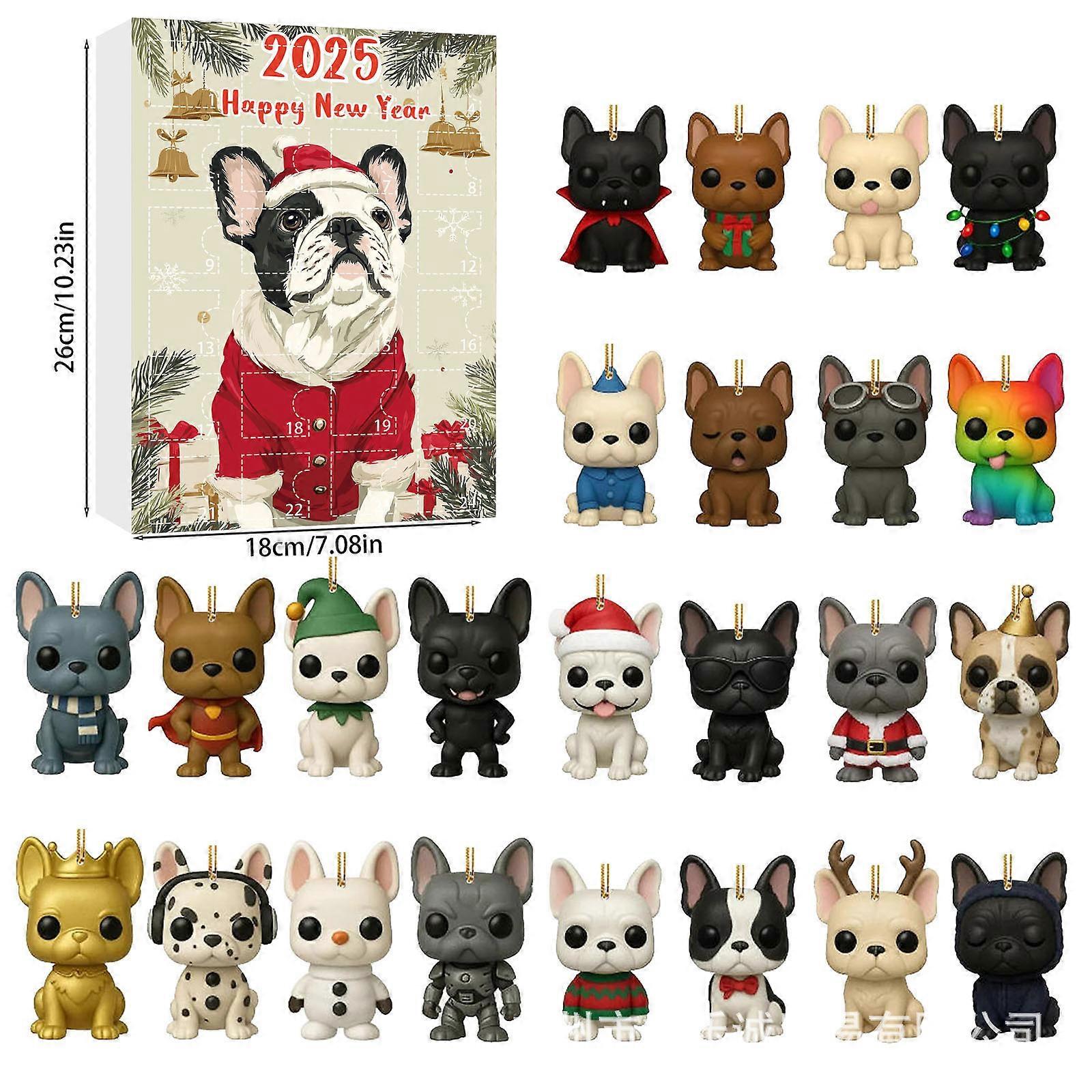 Adventný kalendár francúzskeho buldočka 2025 - Zábavný adventný kalendár francúzskeho buldočka (verzia H)